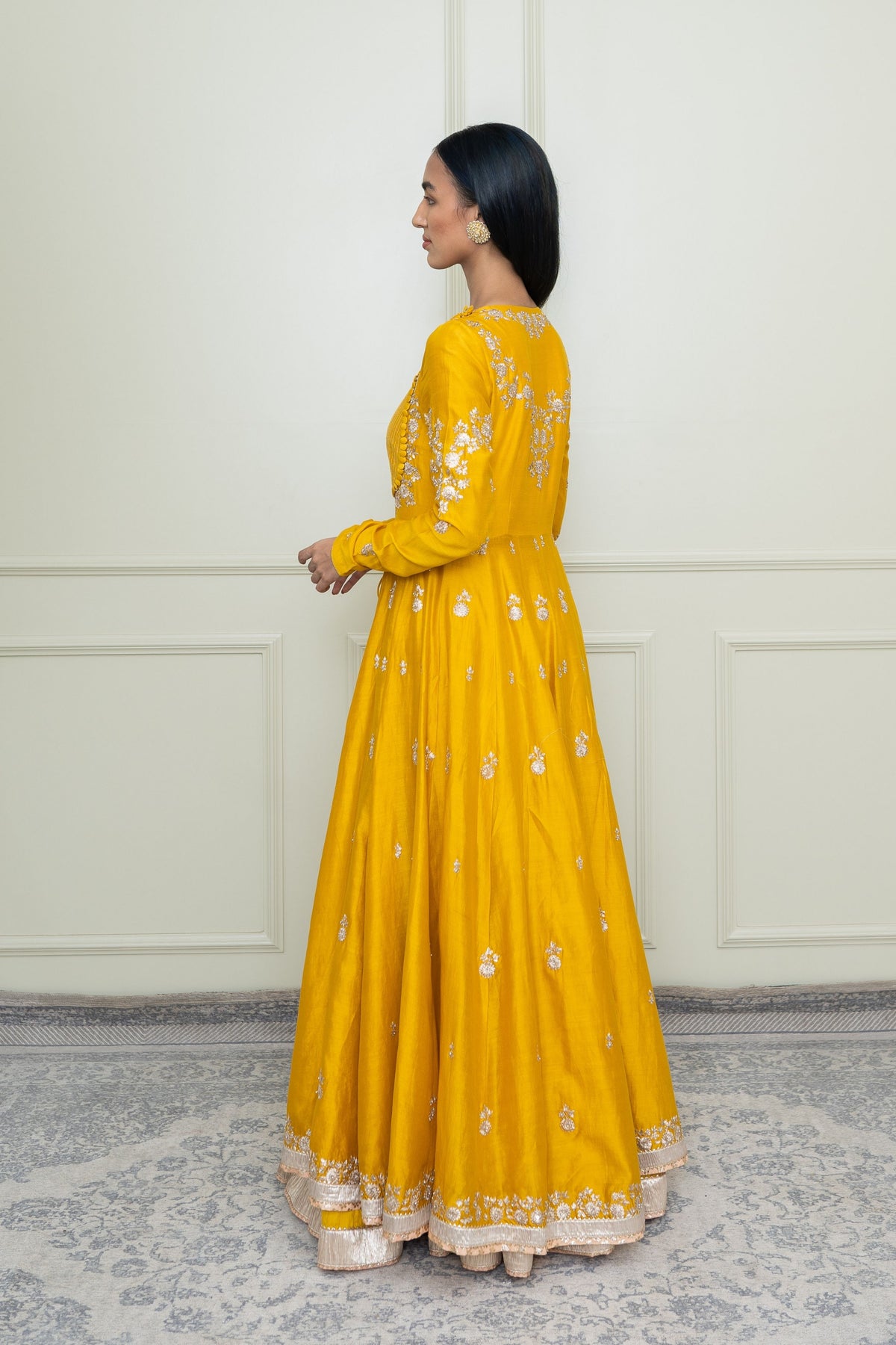 Glaze mustard- taarini anarkali set