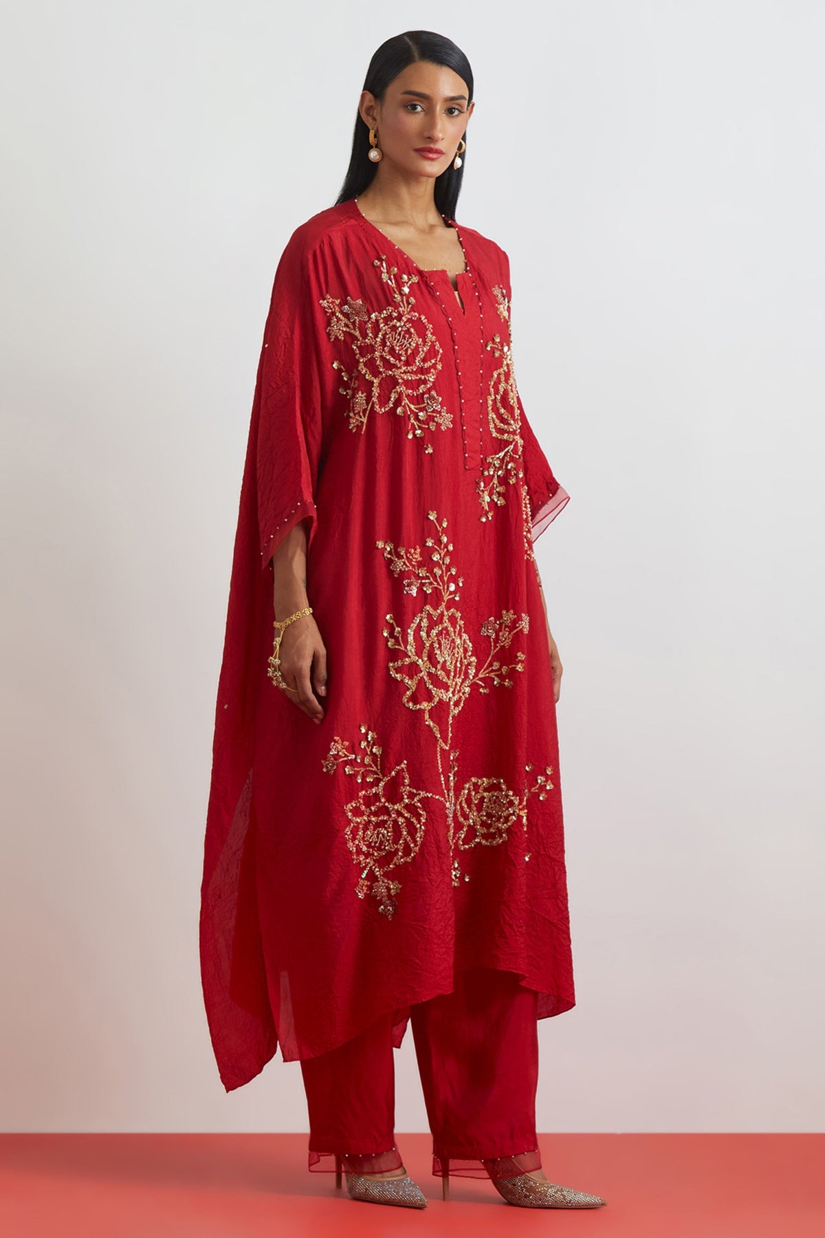 Ruby Embroidered Kaftan Set