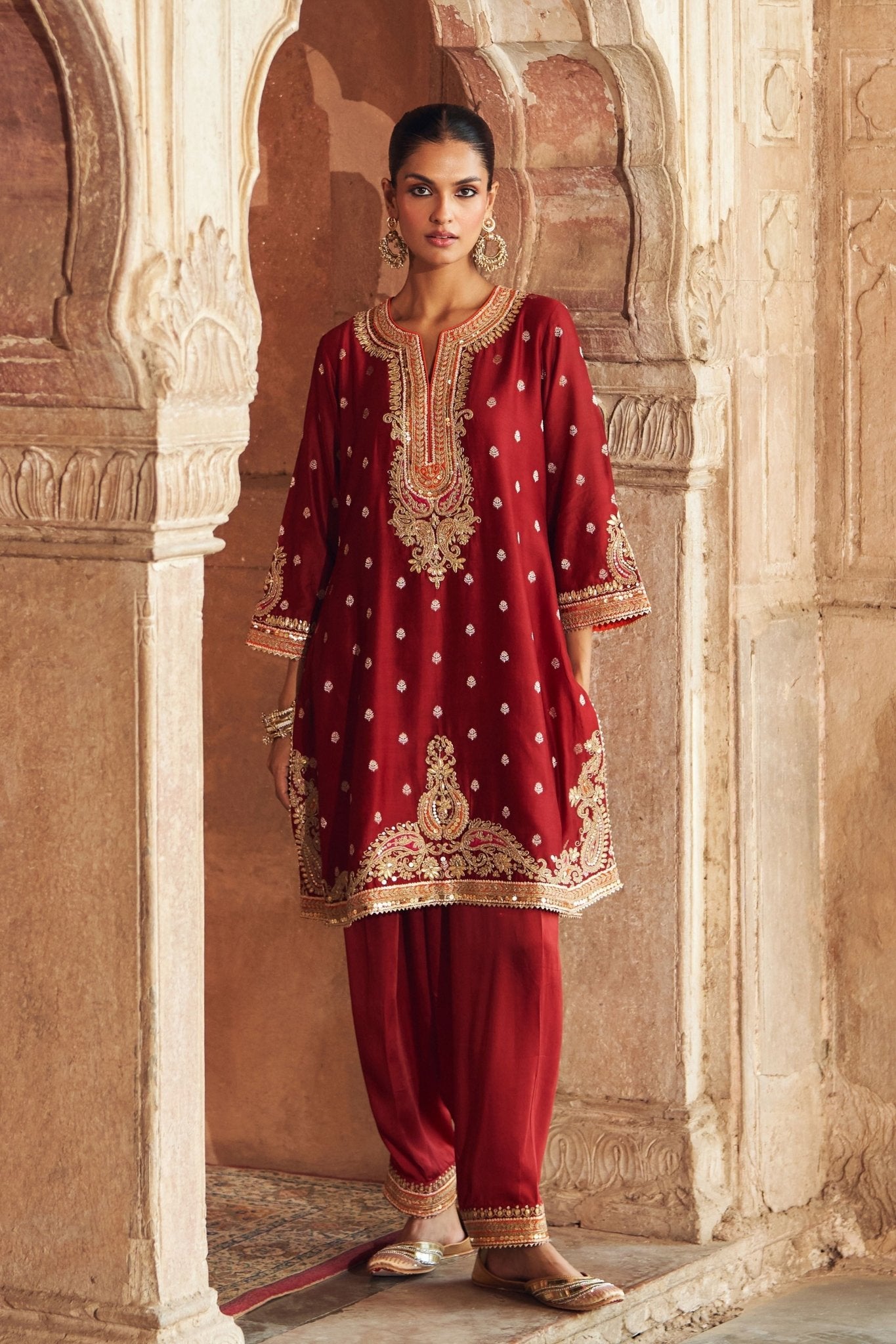 Mehwish Red Kurta Set - Sheetal Batra - Elahe