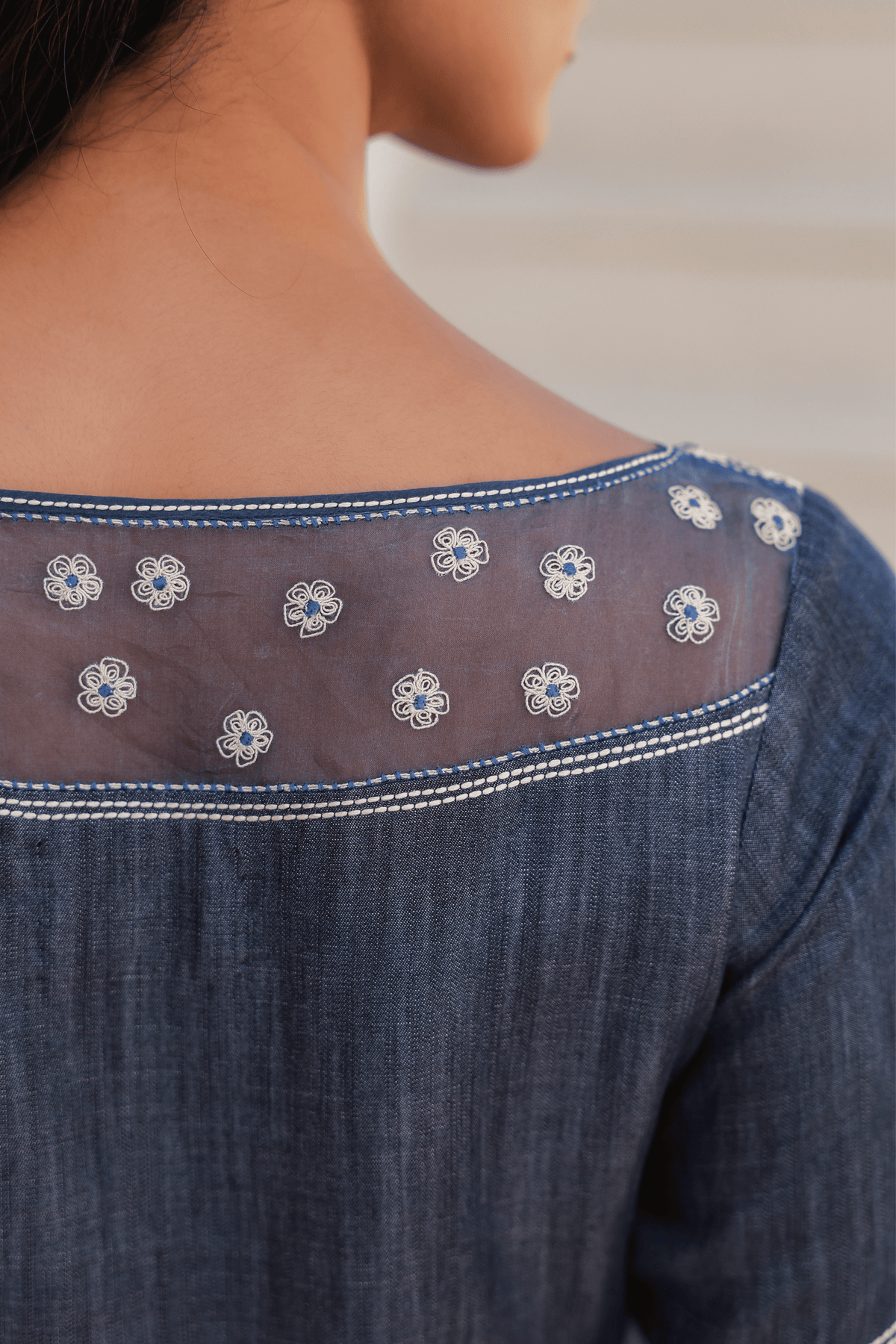 Azure Boat Neck Co-ord Set in Dark Blue
