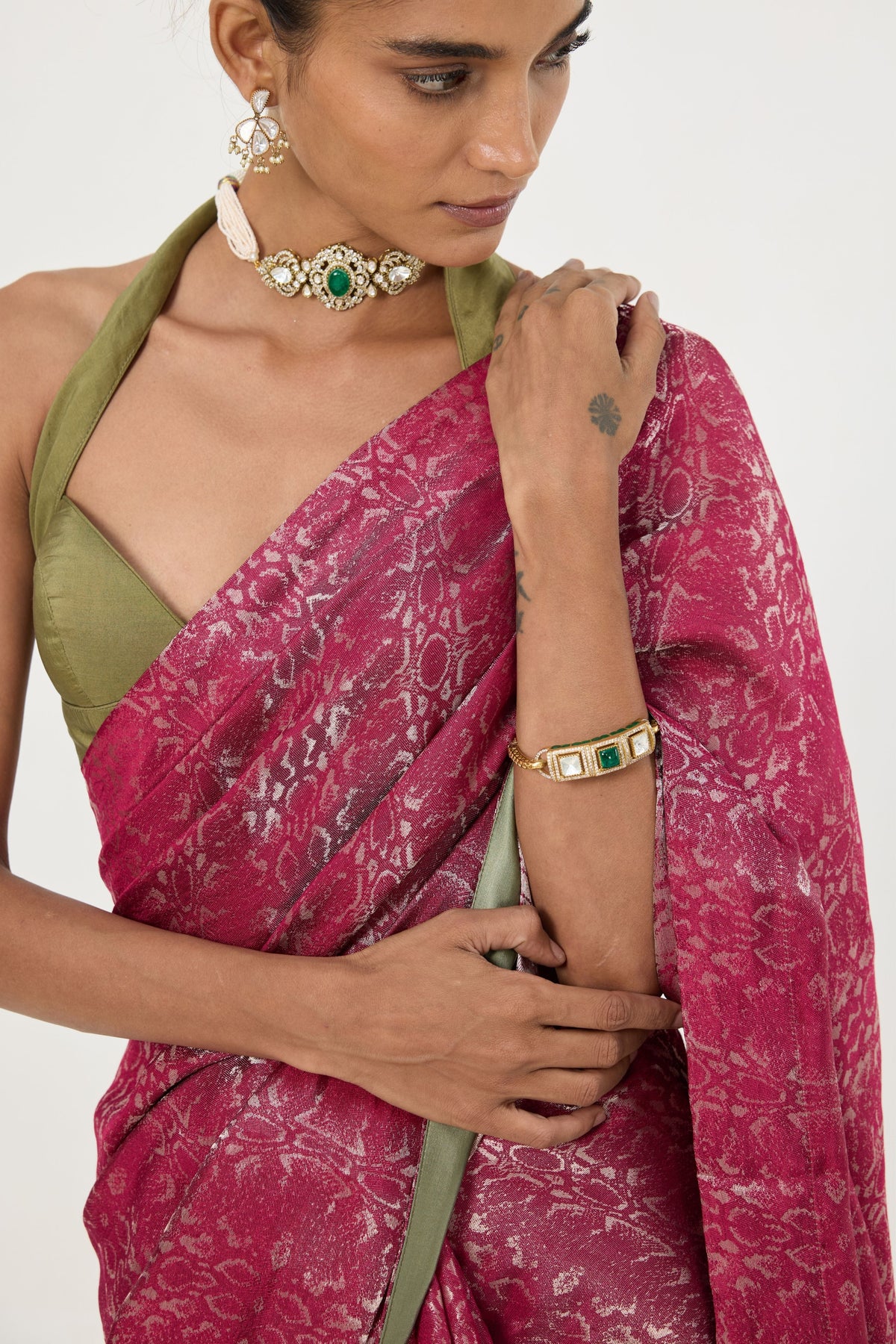 Maroon Tissue Saree