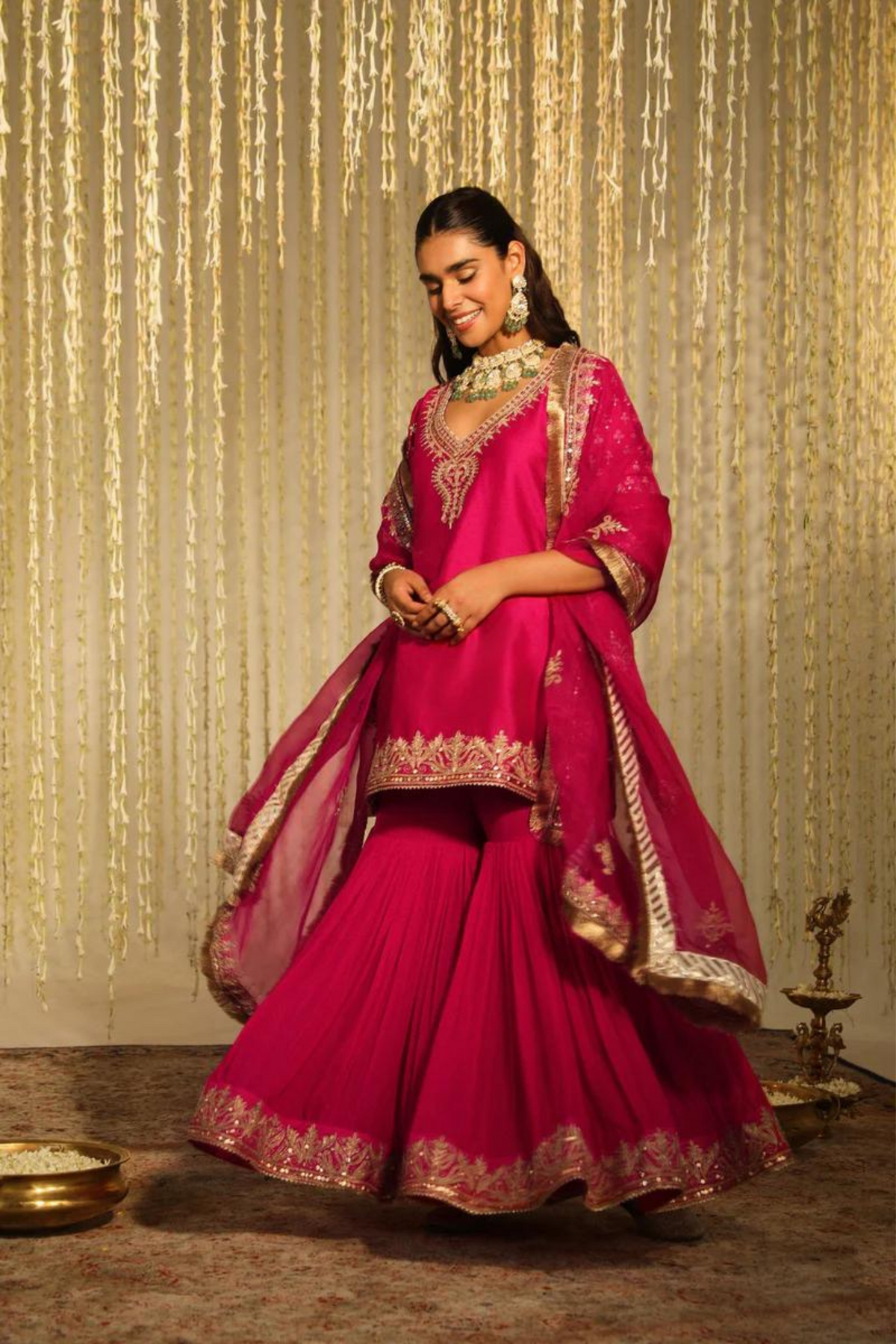 Aaira Hotpink Sharara Set