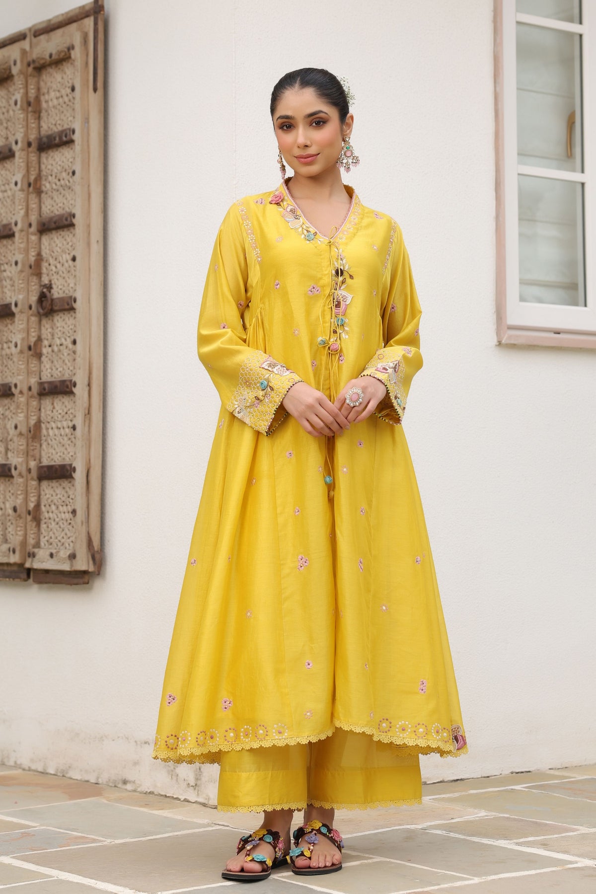 Gulzar Yellow Kalidaar Set