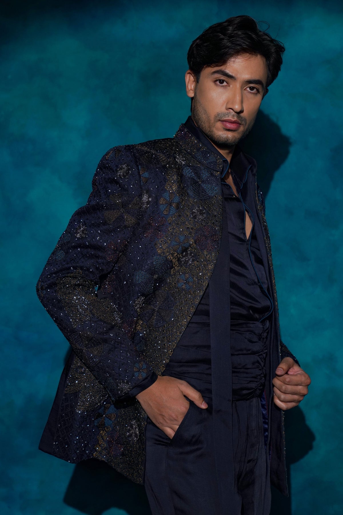 Midnight Blue Short Jacket Set
