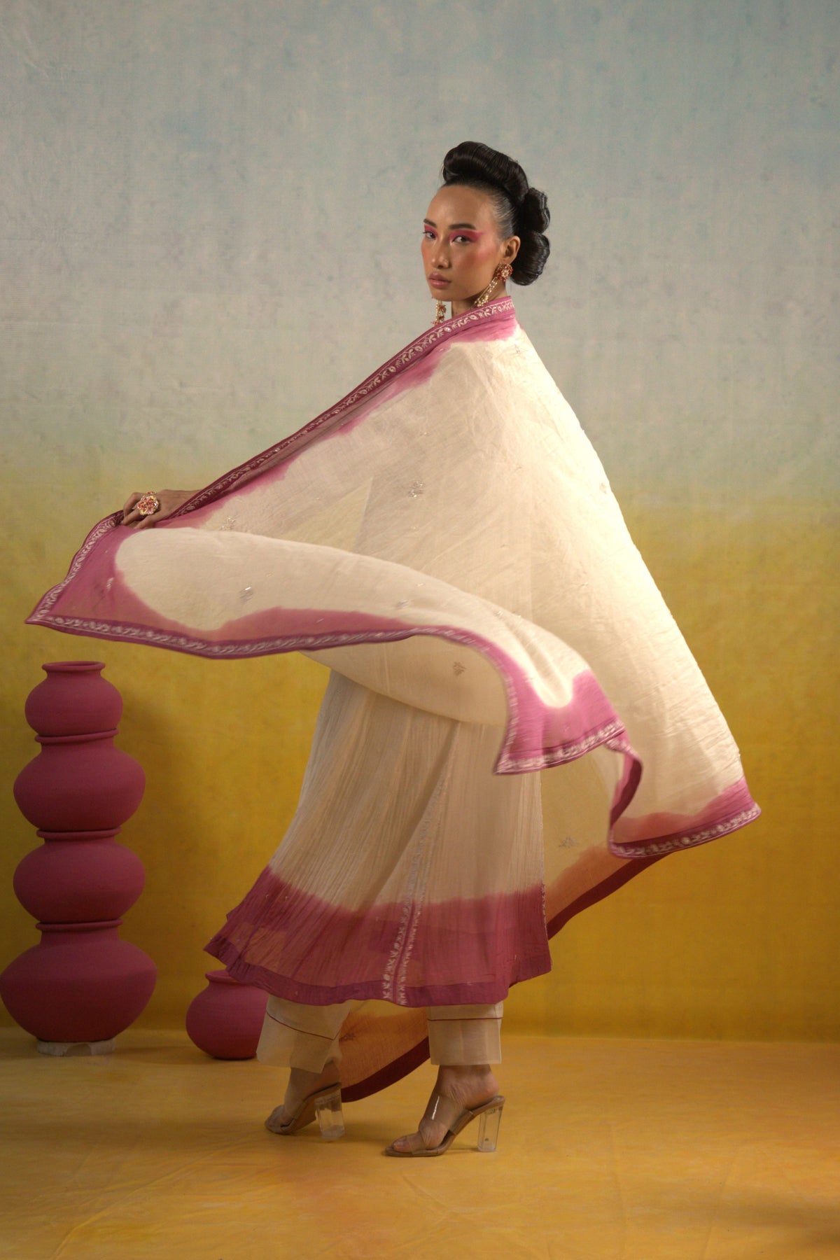 White Jaali embroidered Anarkali Set