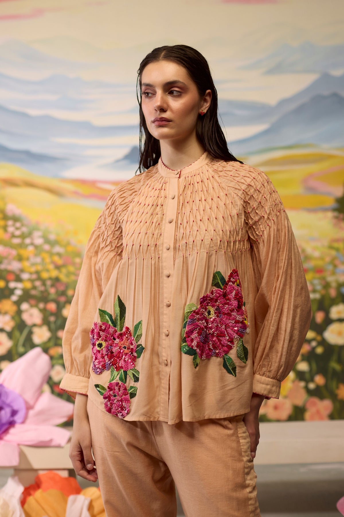 Sorbet Smocked Shirt