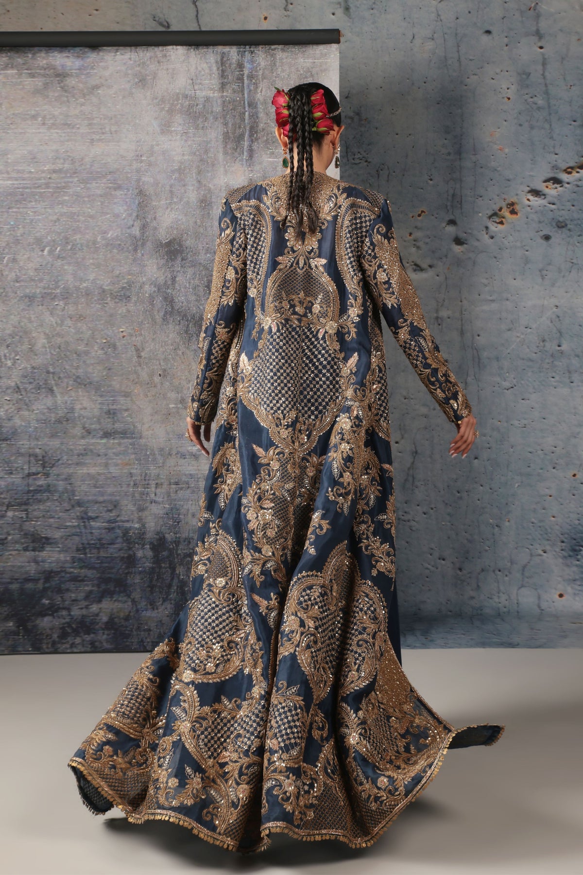 Blue Long Jacket Set