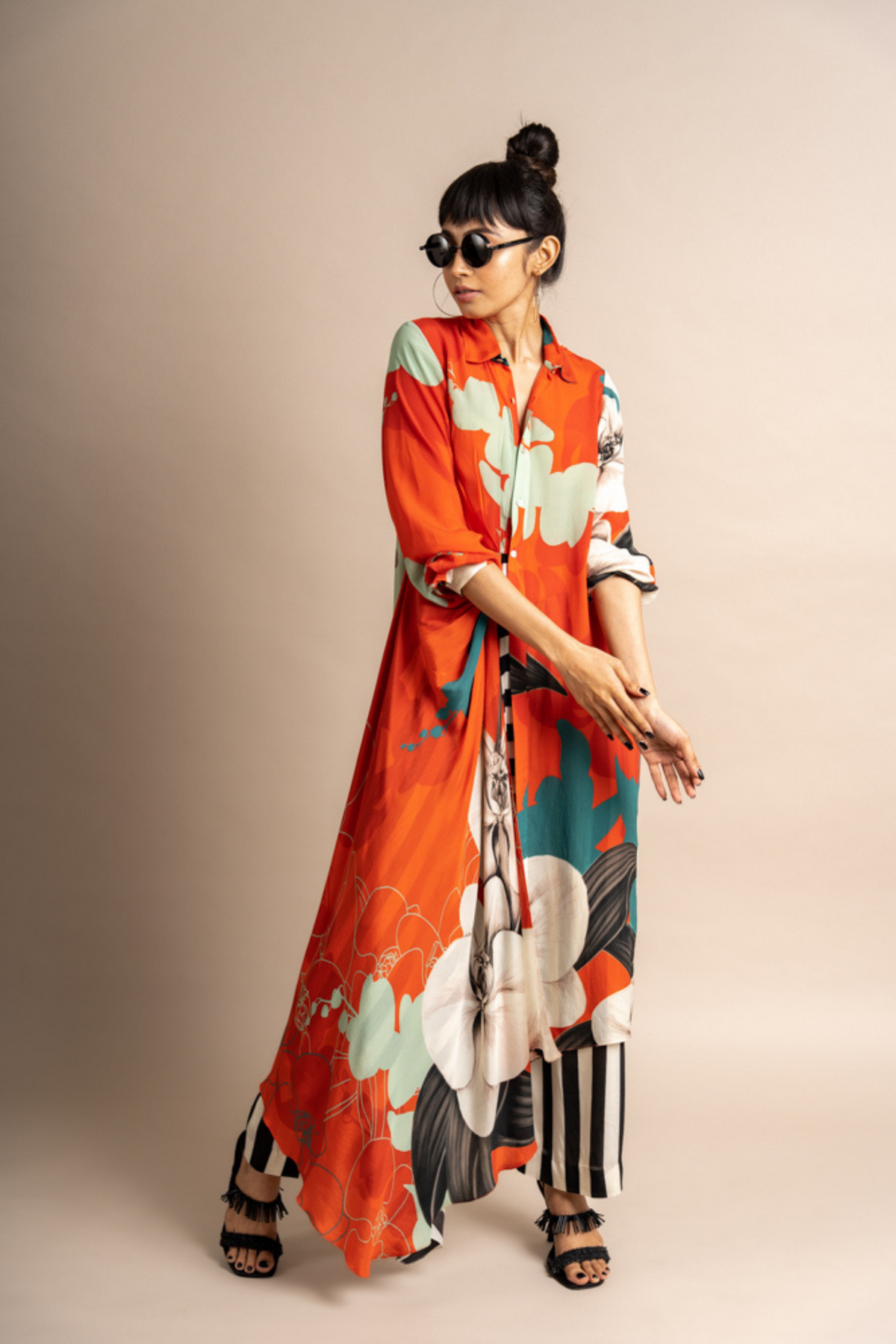 Tangerine Print Shirt With Pant