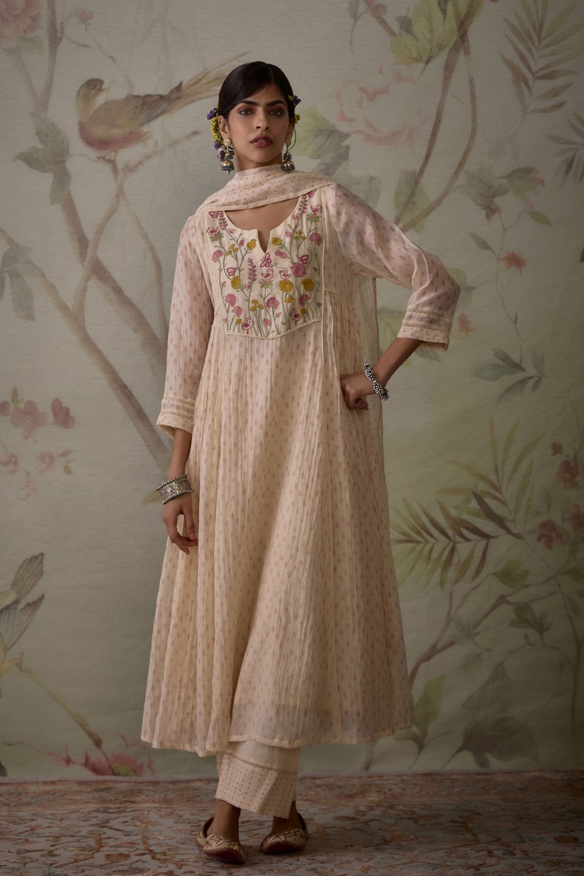 Ivory Block Printed Kurta Set