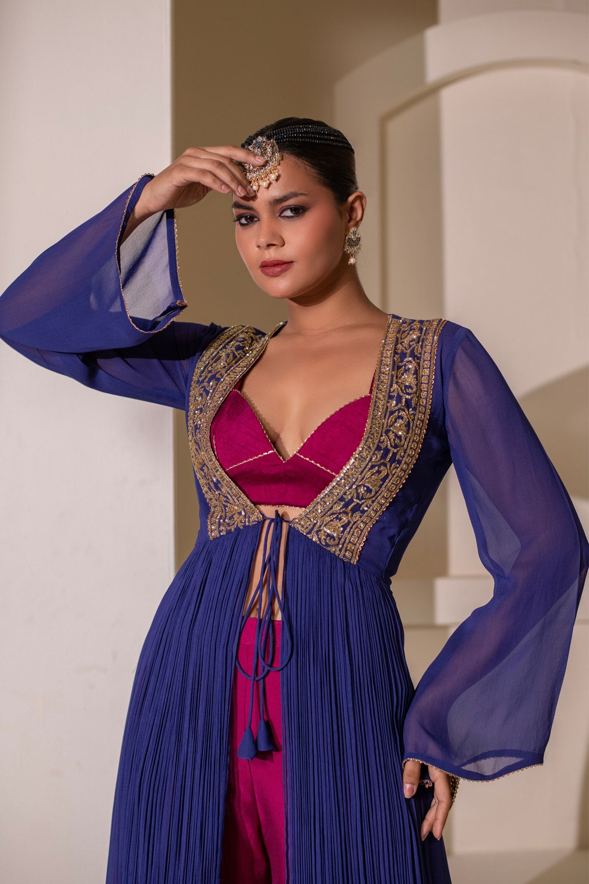 Magenta Blue Jacket Set