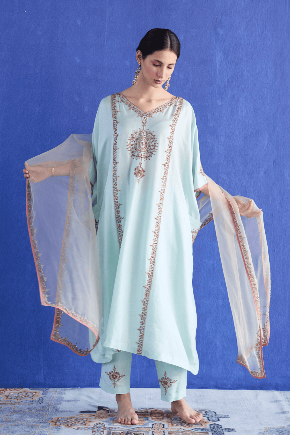 Blue Bindi Kaftan Suit