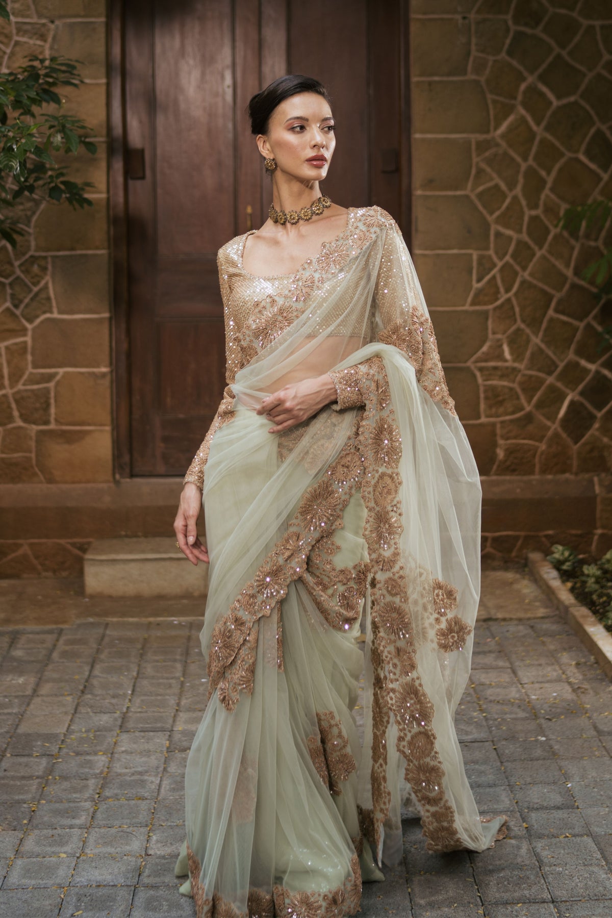 Odette Saree With Cape