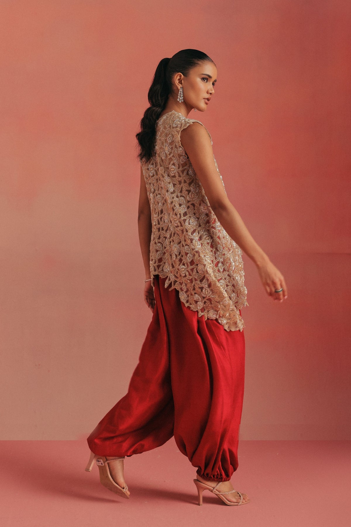 Long Asym Gilet Dhoti Set
