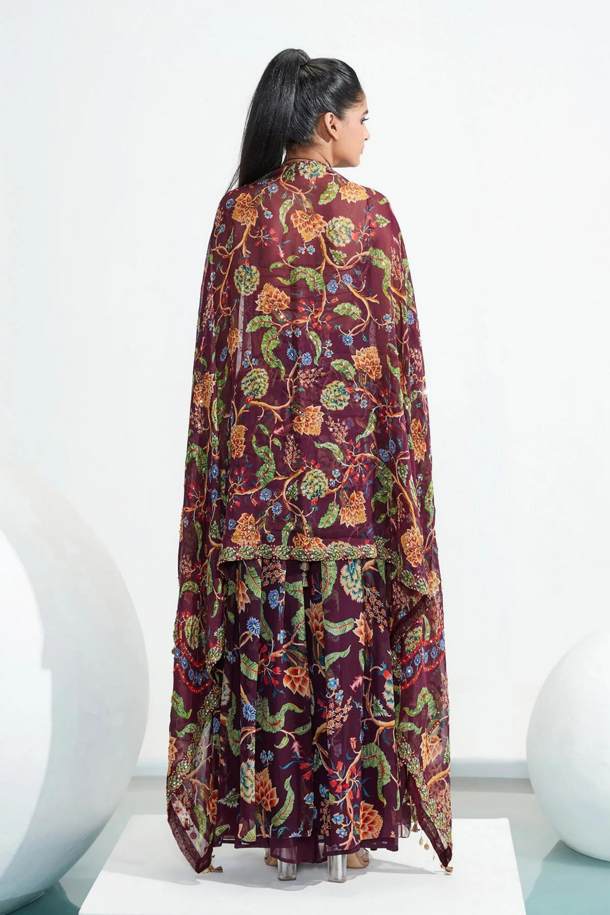 Neziha Purple Embroidered Pant Set