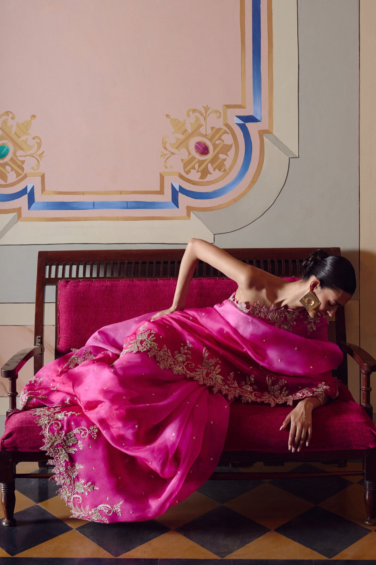 Pink Ombre Saree Set