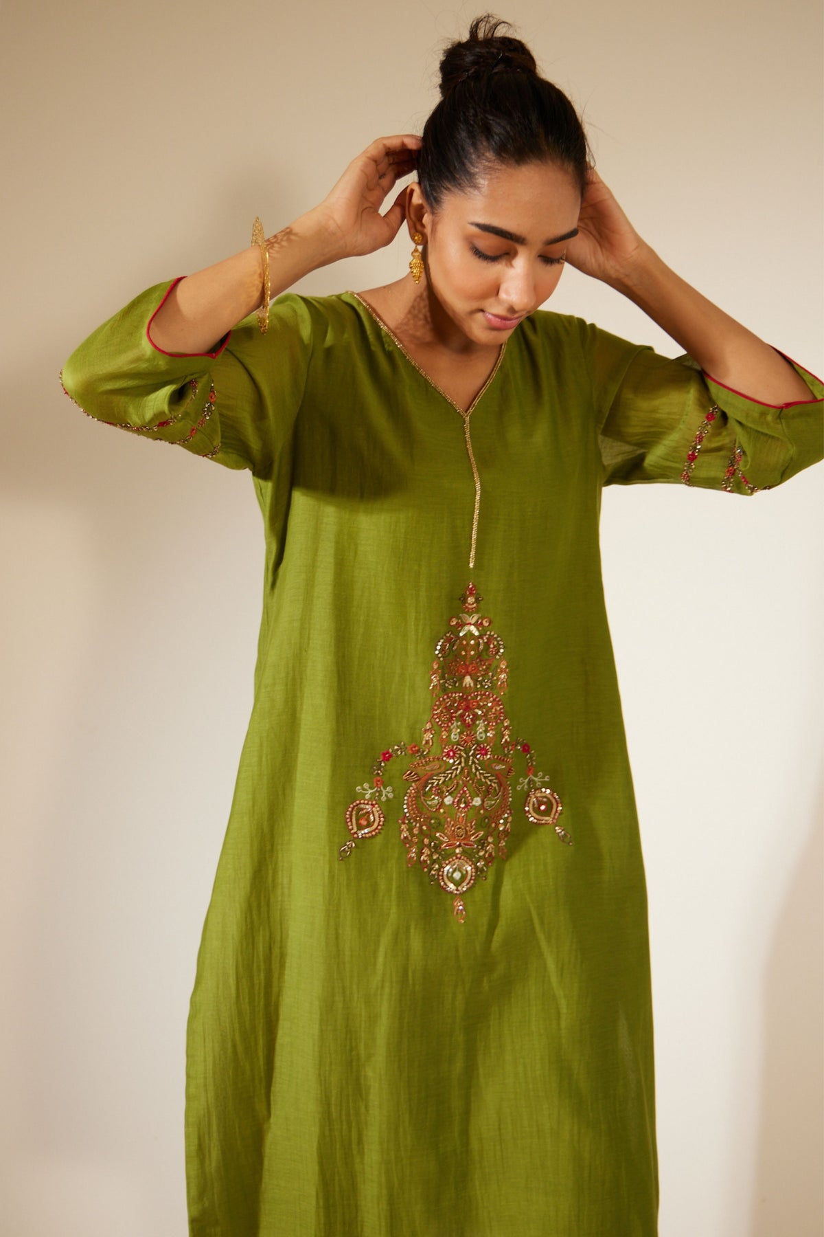 Green Dhuleti Kurta