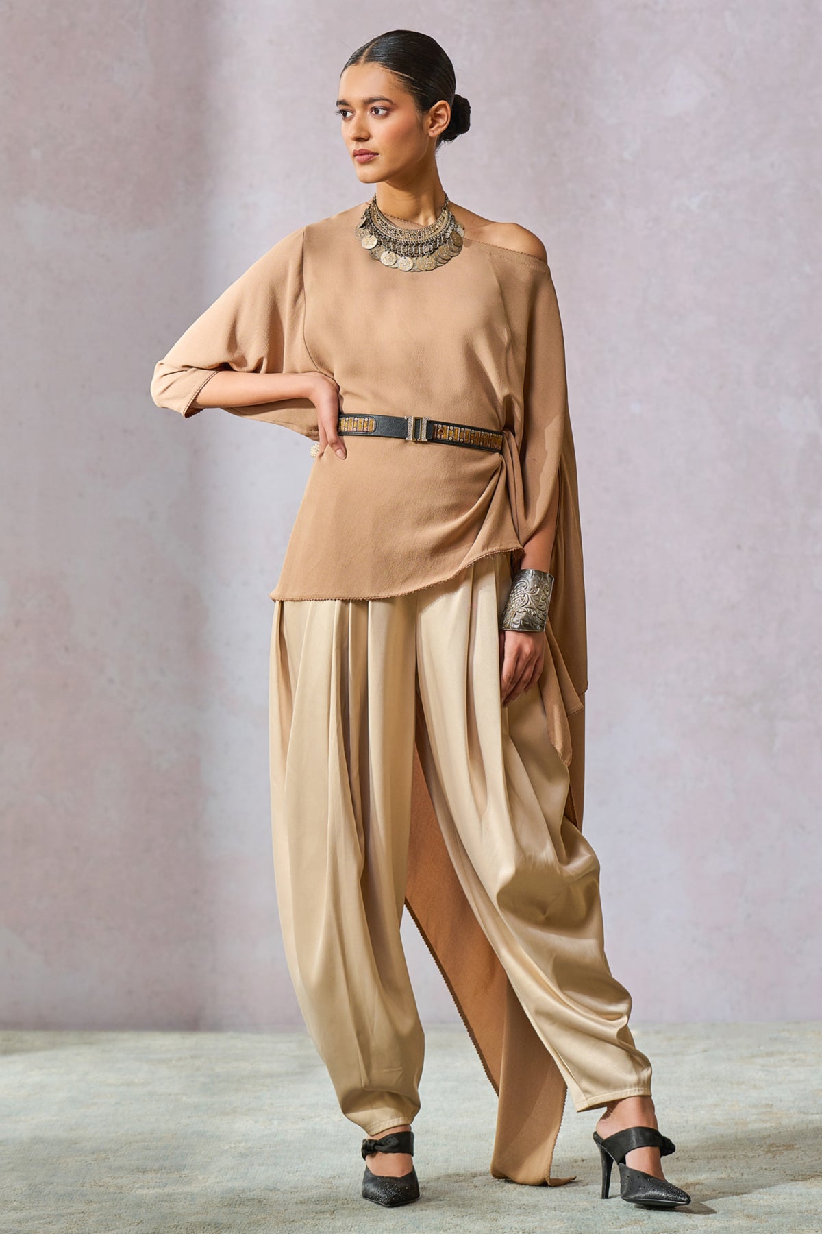 Brown Dhoti With Top