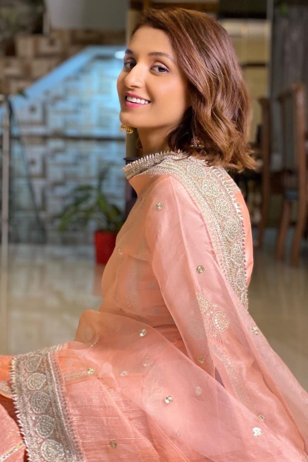 Muzafar peach sharara set
