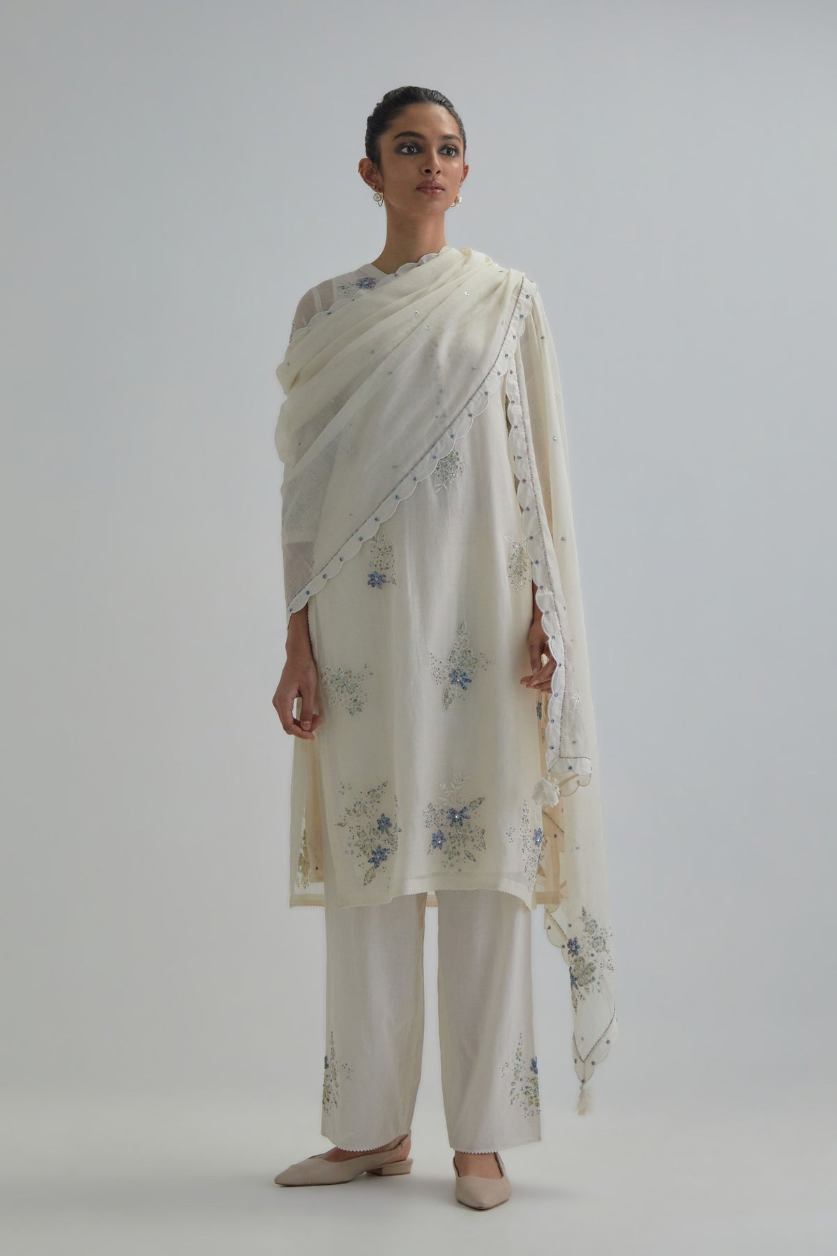 Blue Beaded Kurta And Pants