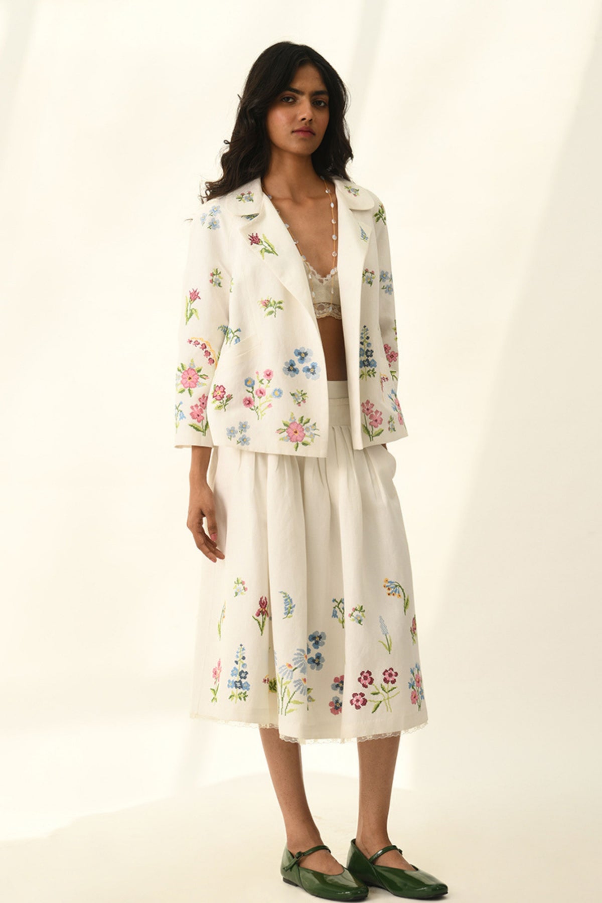 White Bellinda Pleated Skirt