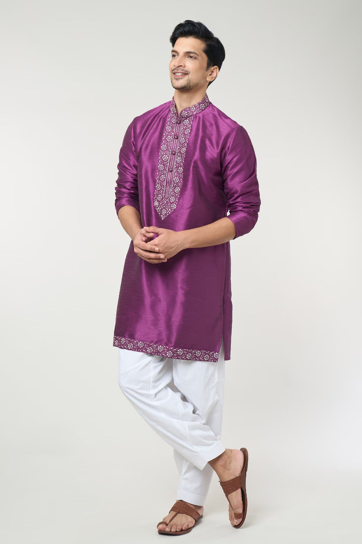 Violet Embroidred Kurta Set