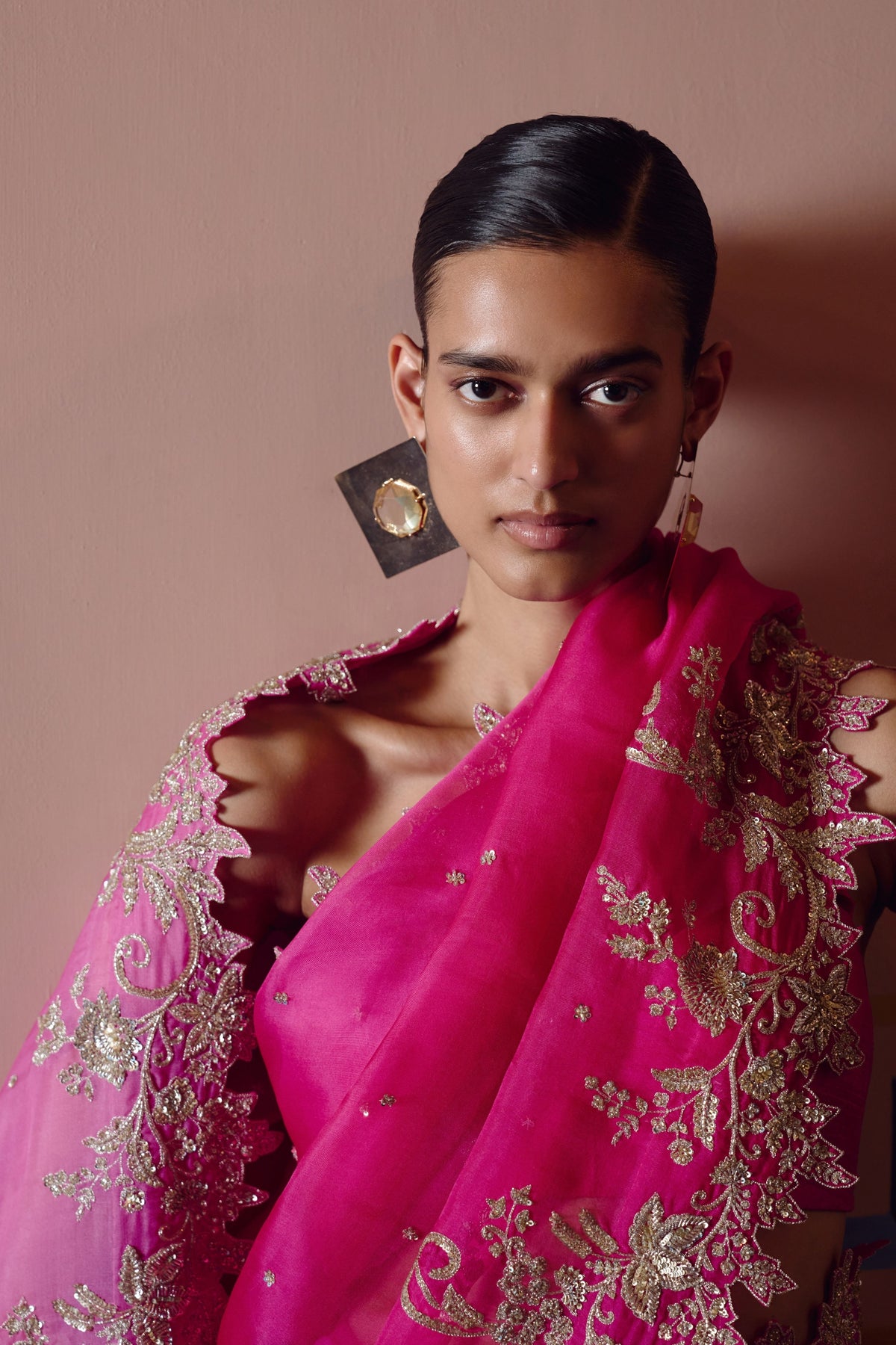 Pink Ombre Saree Set
