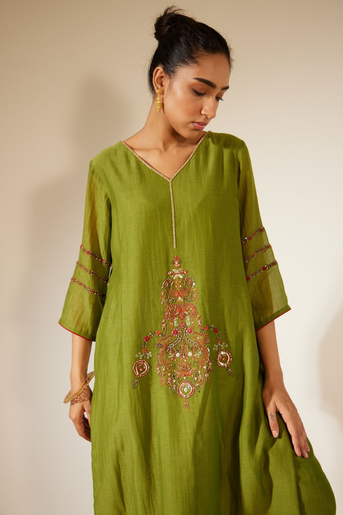 Green Dhuleti Kurta