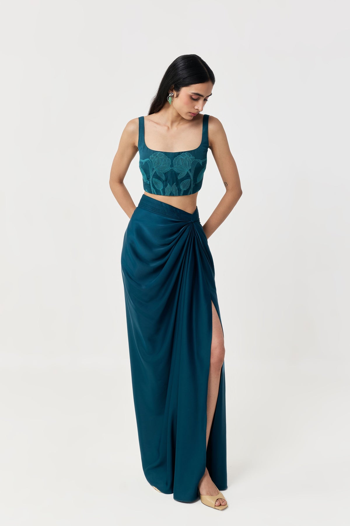 Wild Tulip Teal Bustier Skirt Set