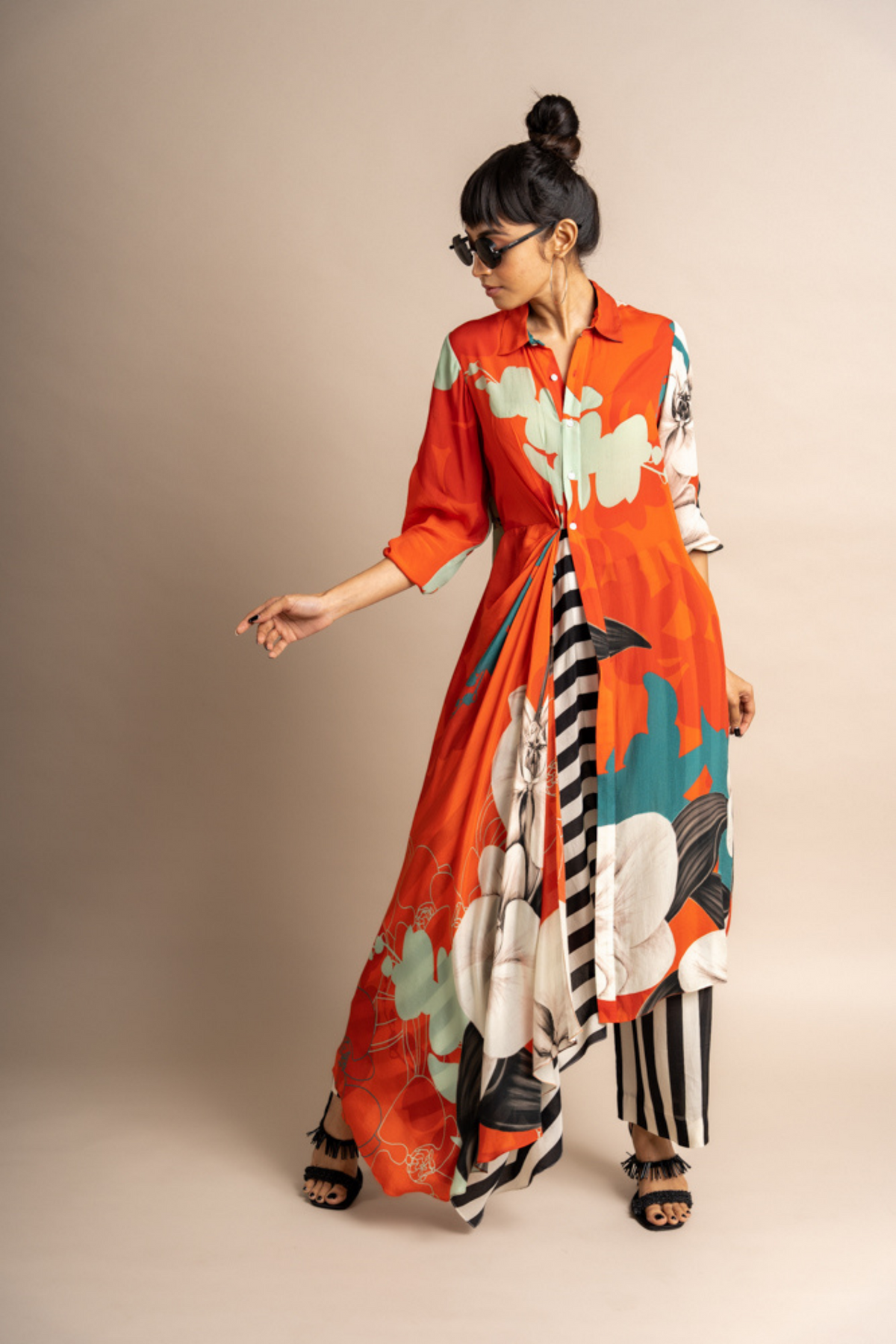 Tangerine Print Shirt With Pant