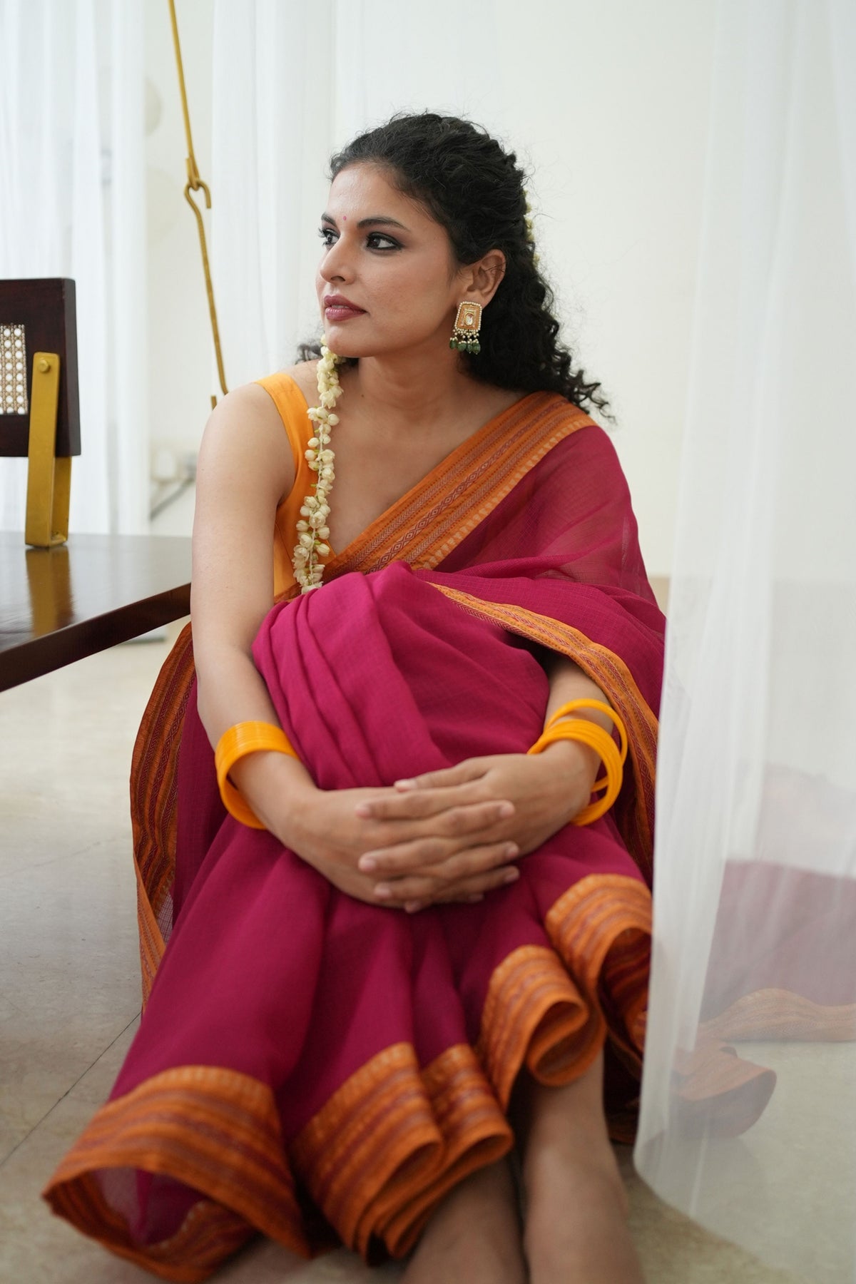 Pratima Timeless Border Magenta Saree