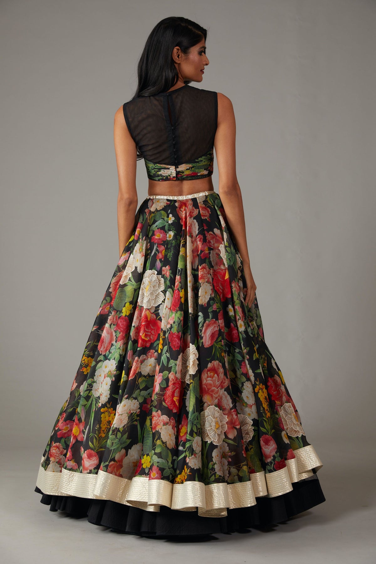 Black Organza Lehenga Set