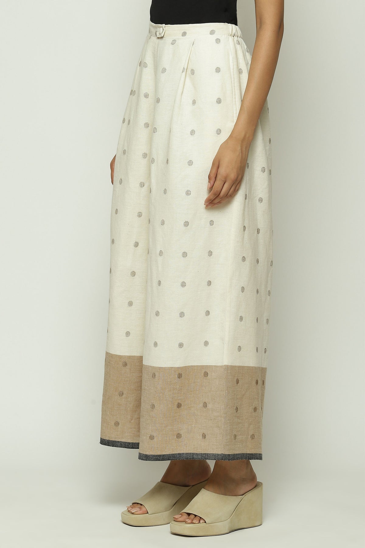 Ecru Border Jamdani Dots Trouser