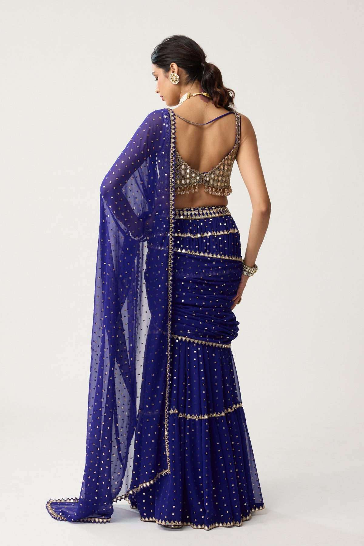 Persian Blue Multi-tier Saree Set