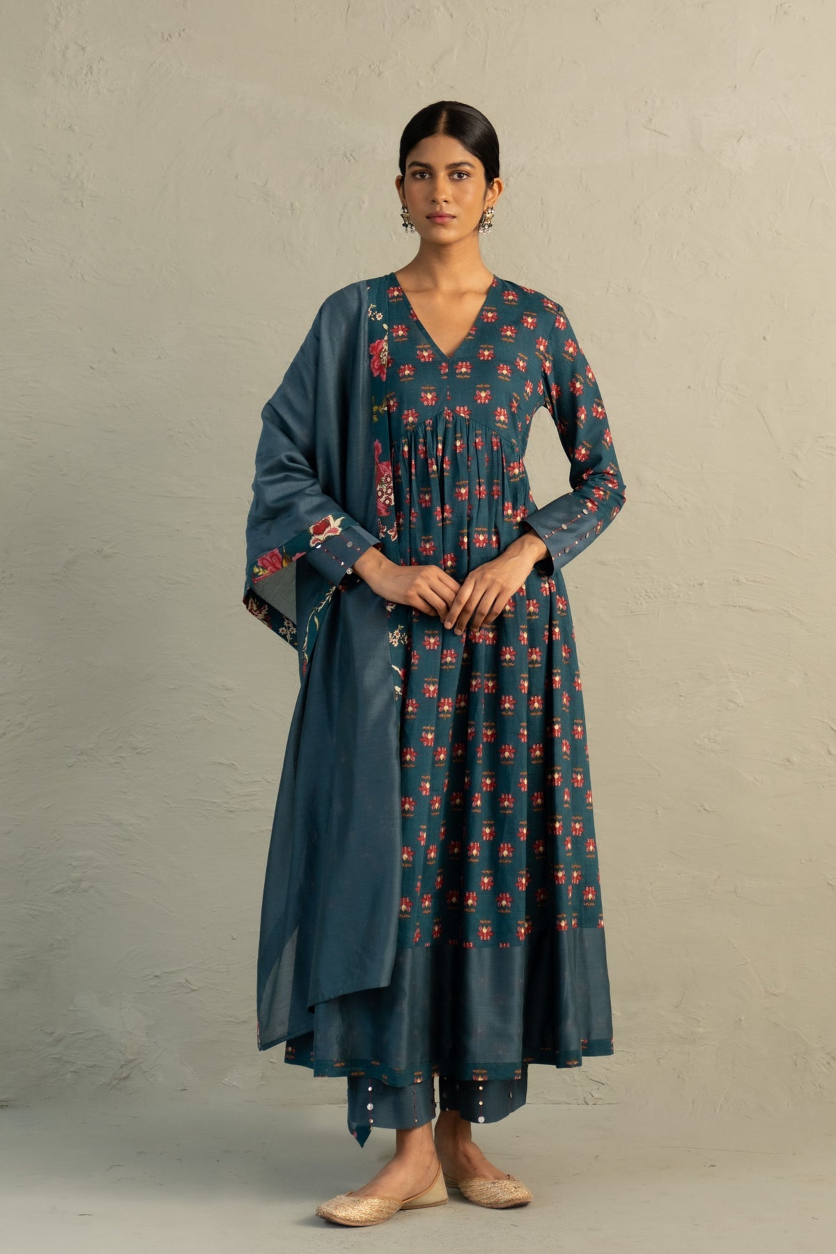 Teal Anarkali Set