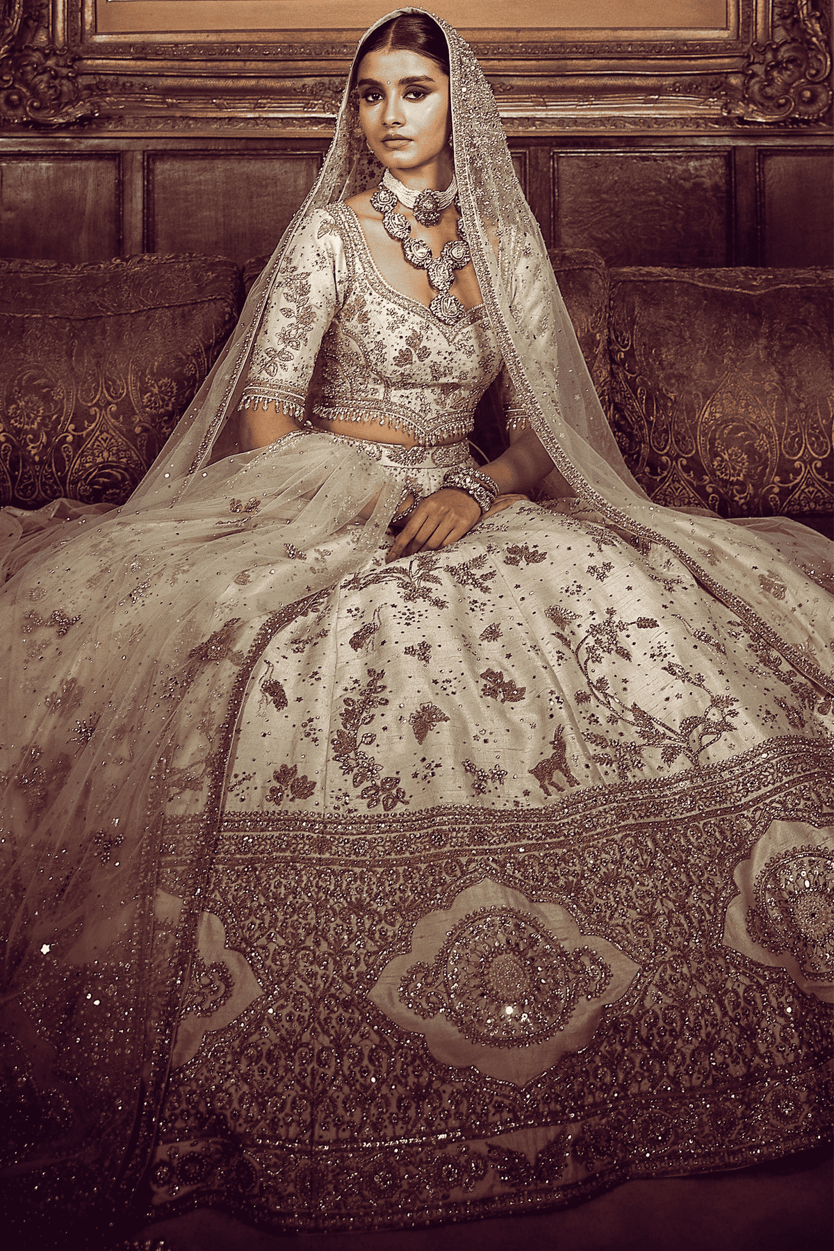 Masai Landscape Aurum Ekru Lehenga Set