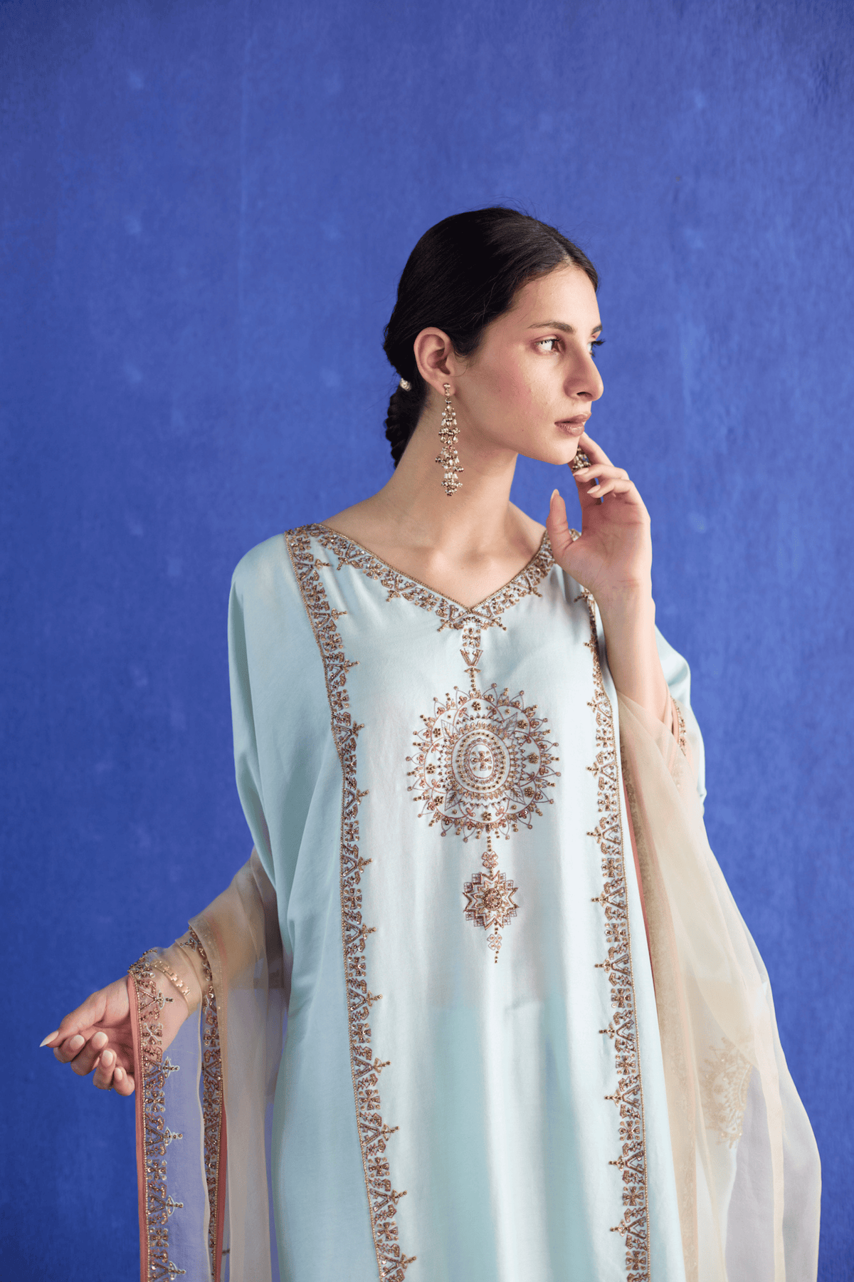 Blue Bindi Kaftan Suit
