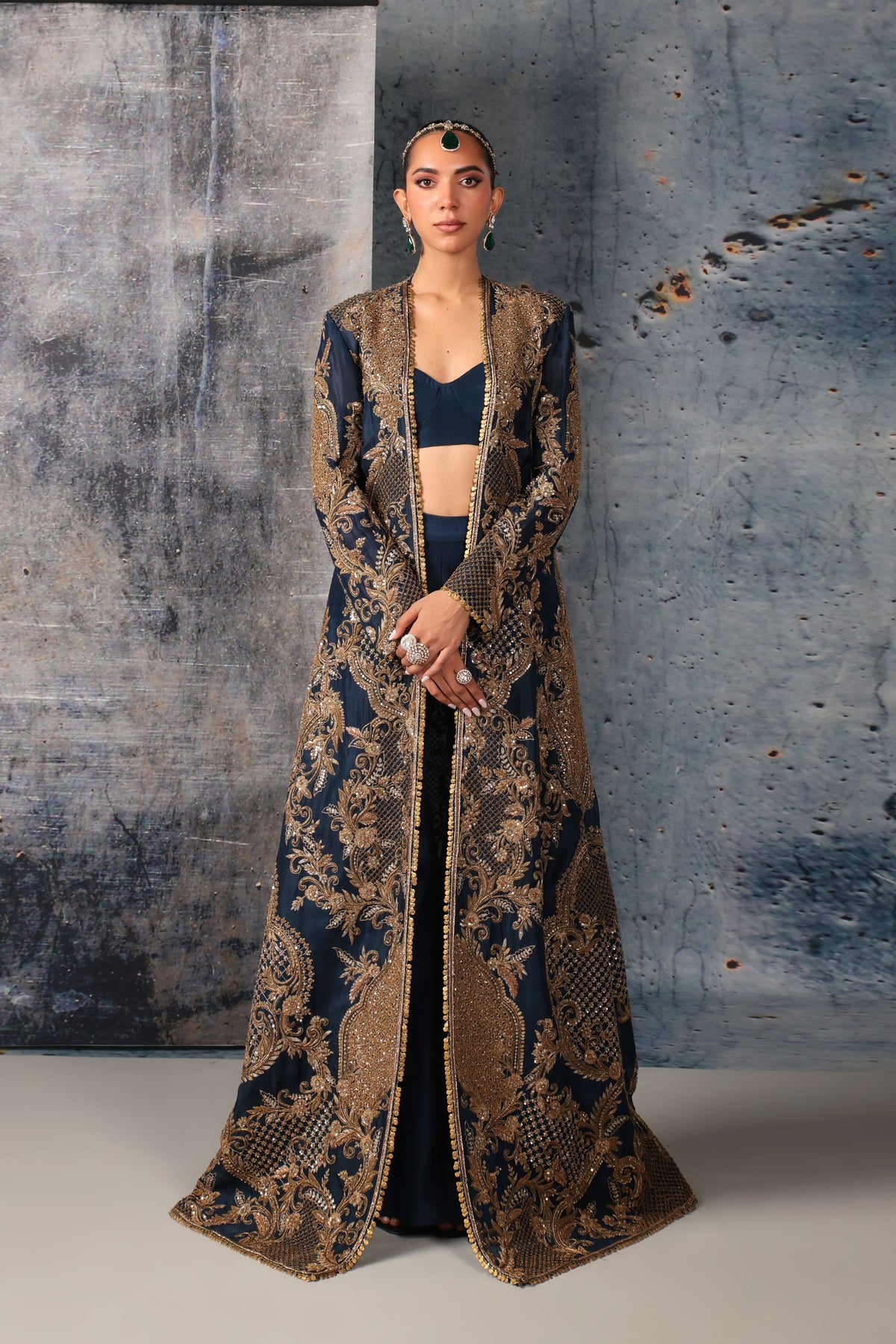 Blue Long Jacket Set