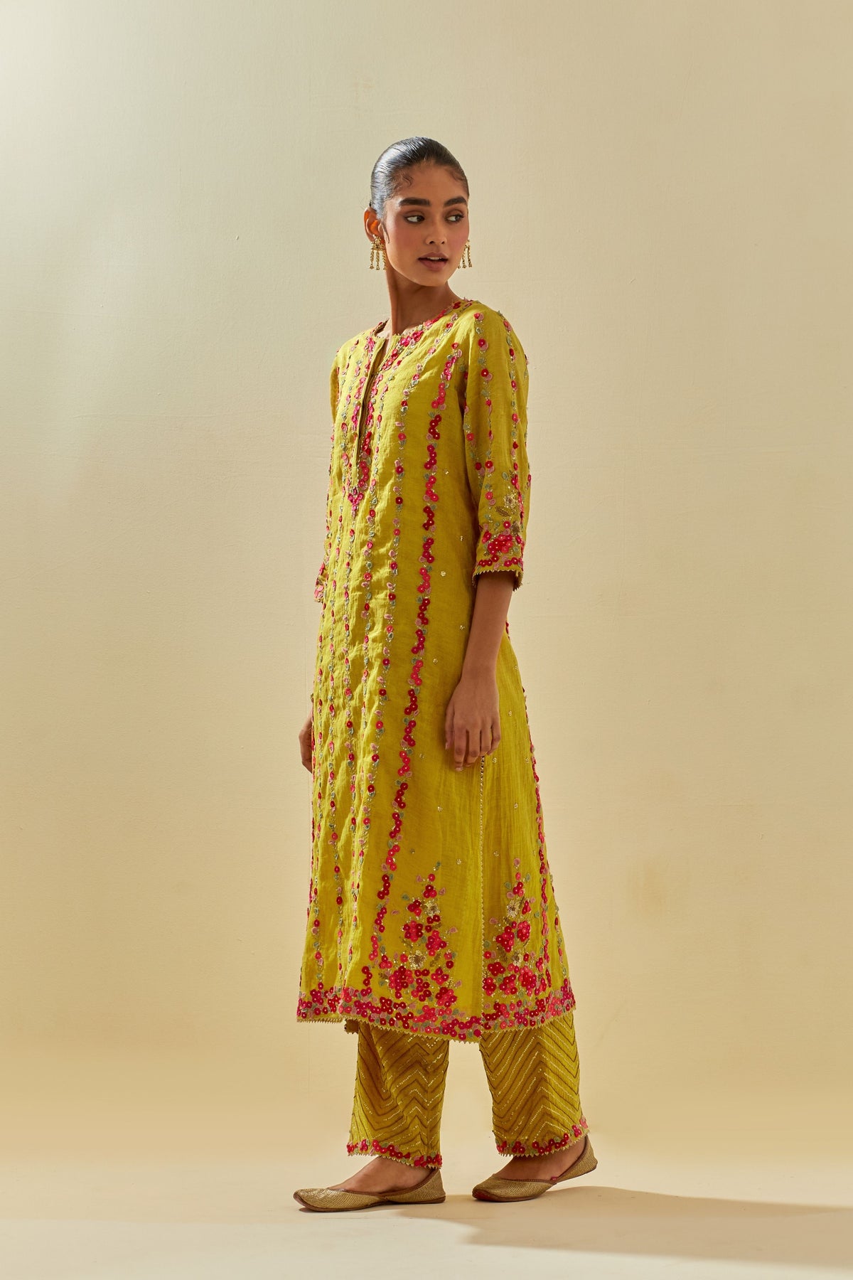 Yellow Applique Kurta Set