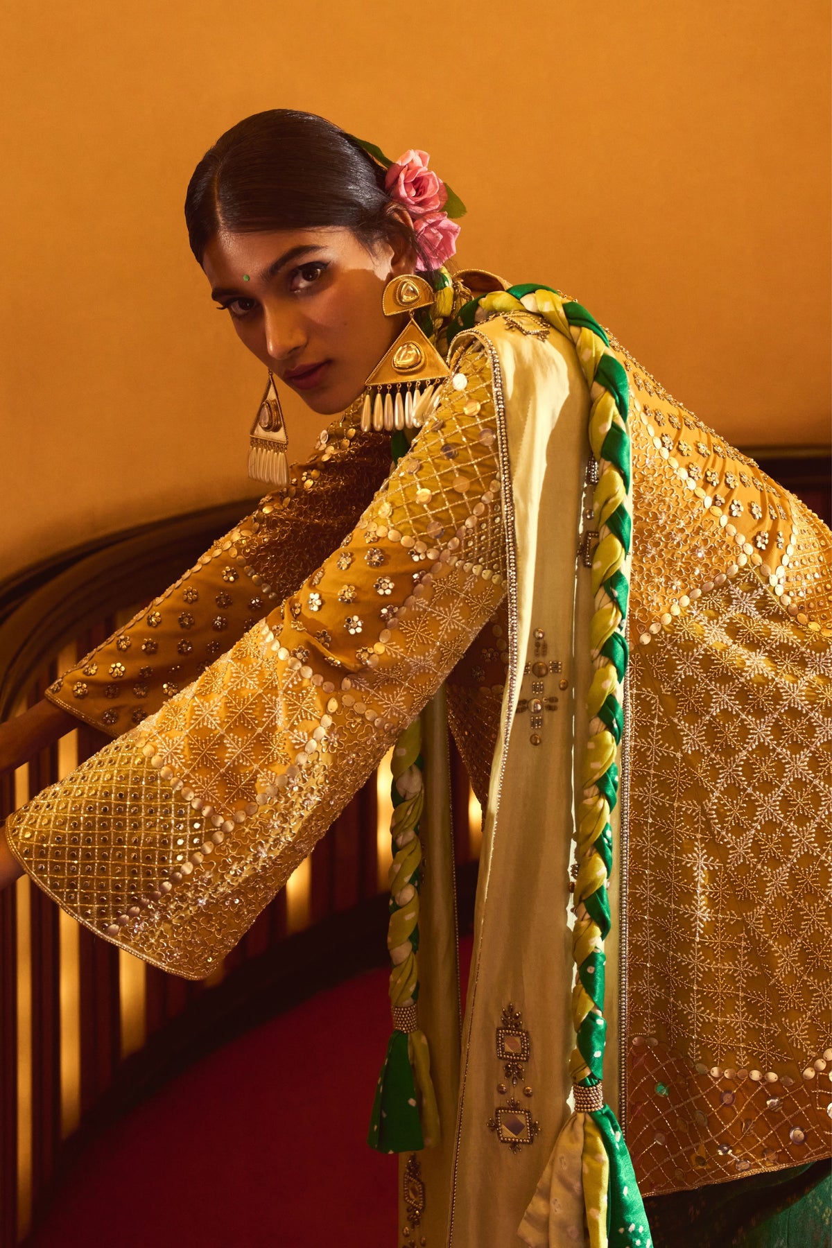Zeenat Mustard Green Kurta Set
