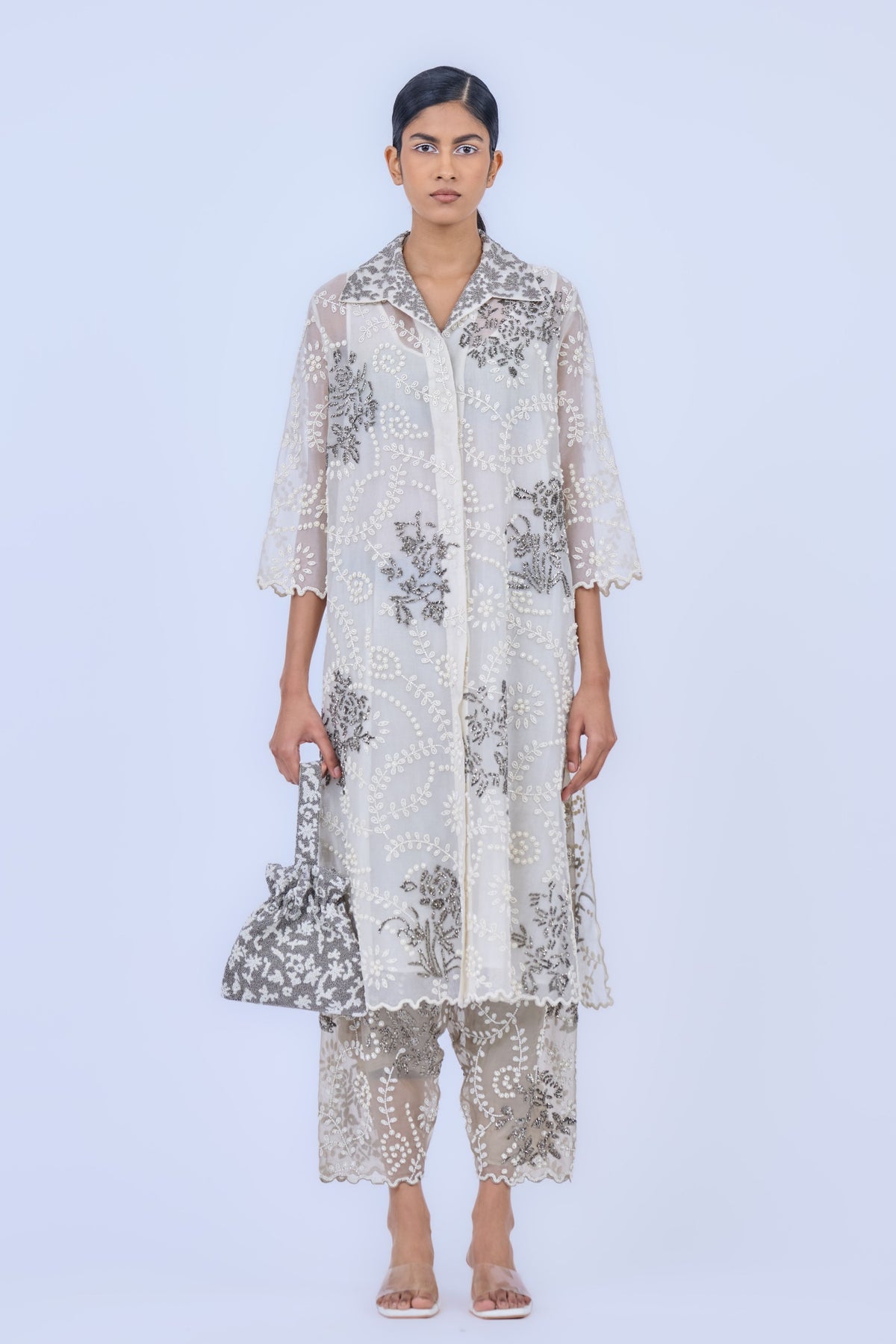 Beadwork Silk Organza Kurta