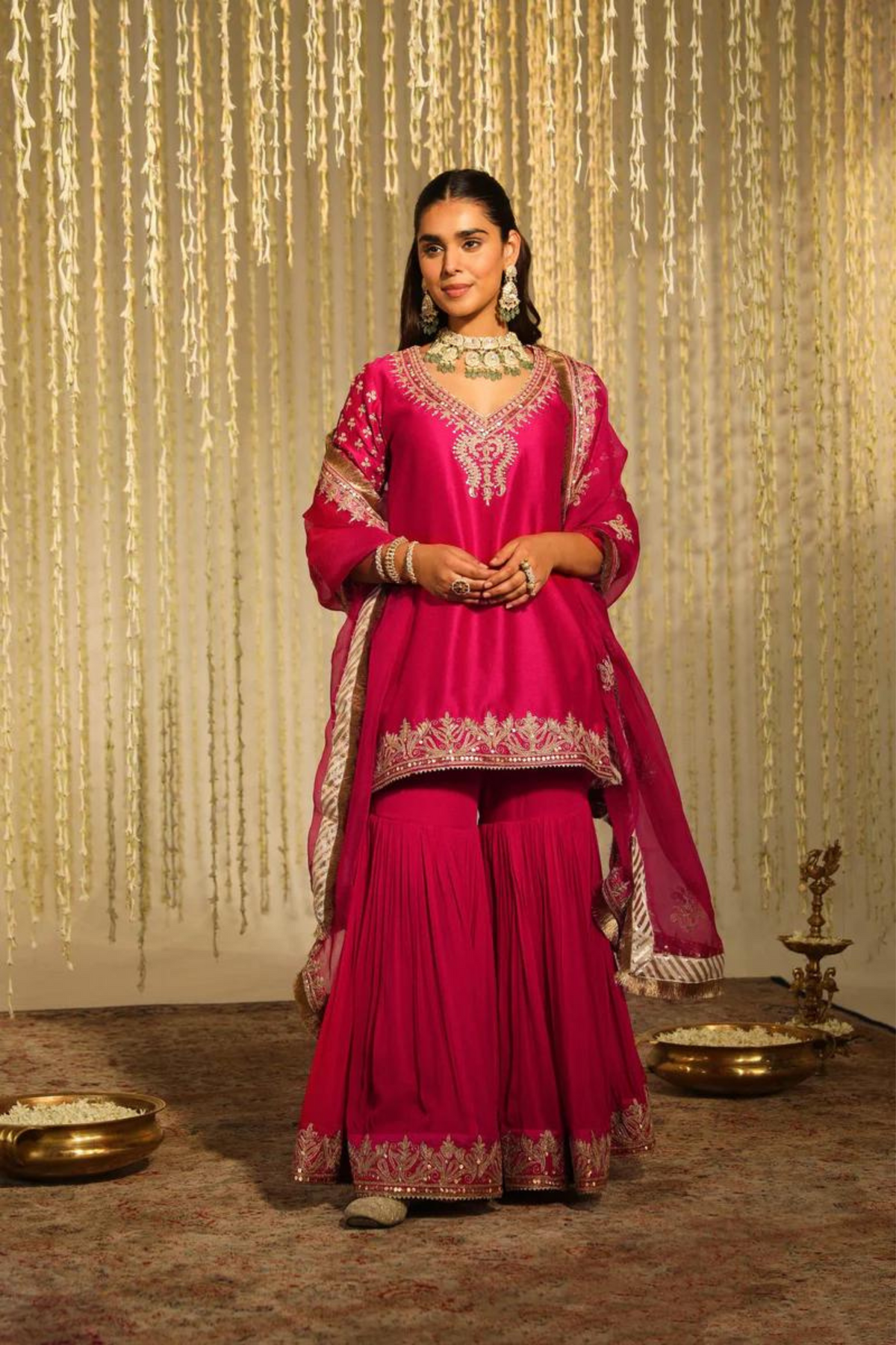 Aaira Hotpink Sharara Set