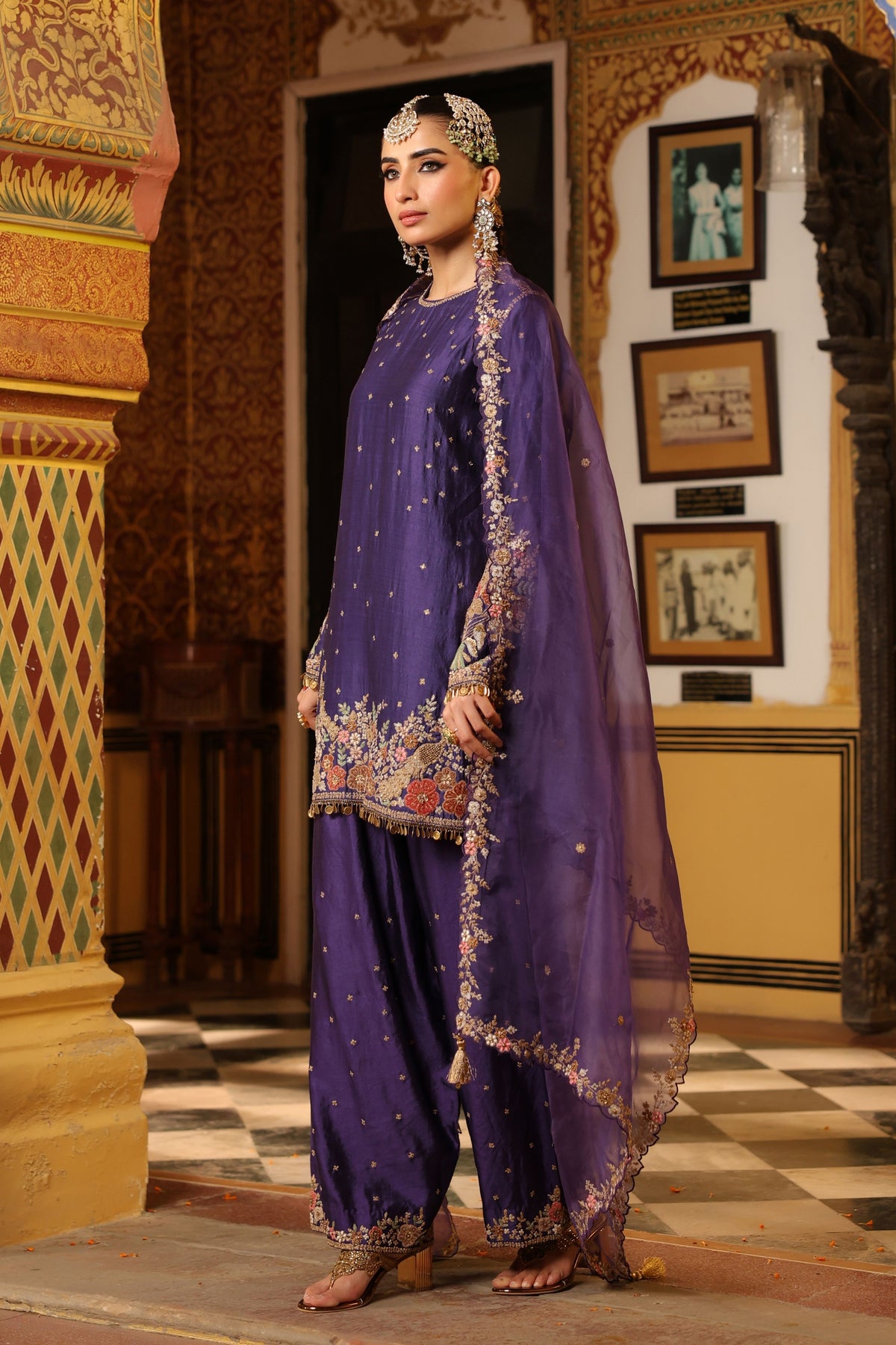 Purple  Ahista Short Kurta Set