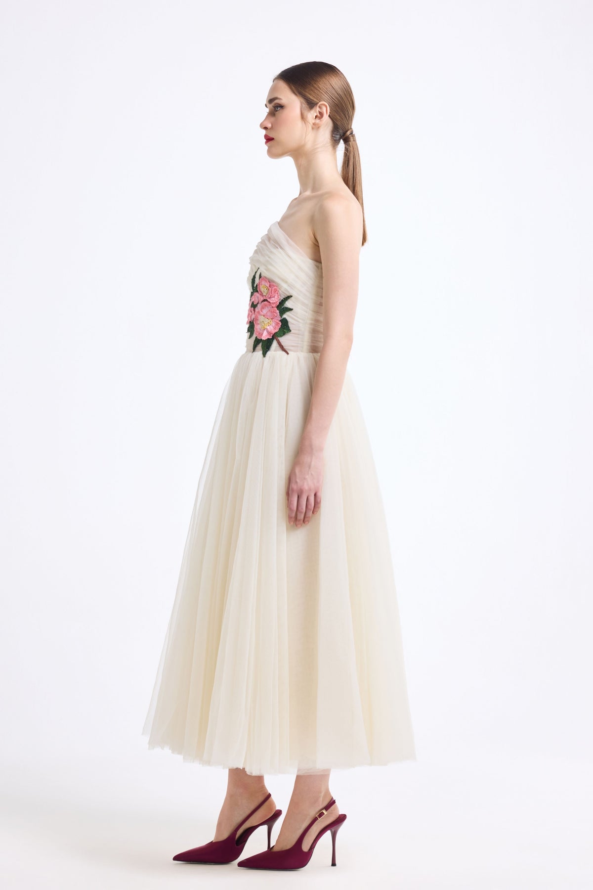 One Shoulder Draped Midi