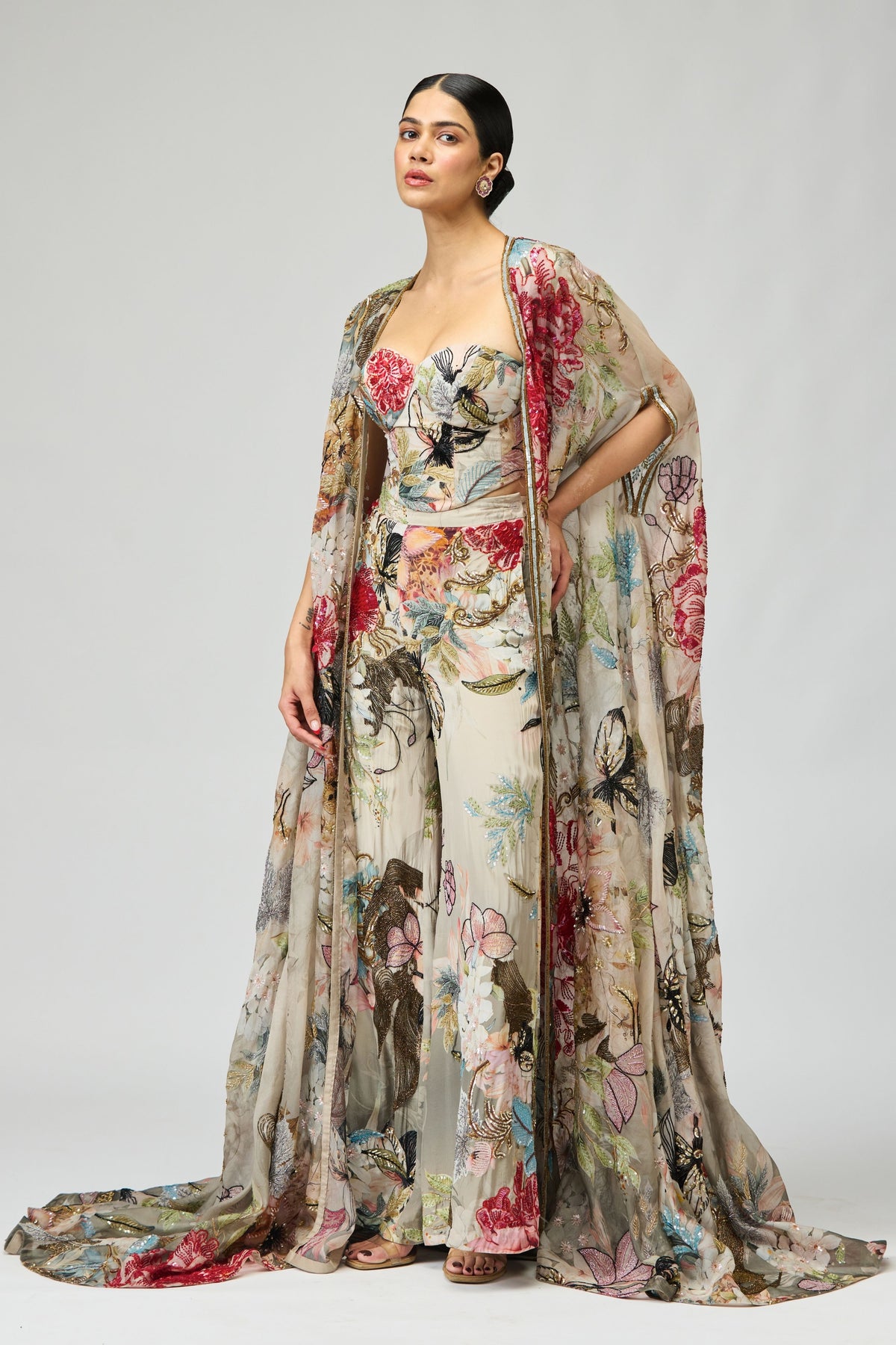 Embroidered Cape Set