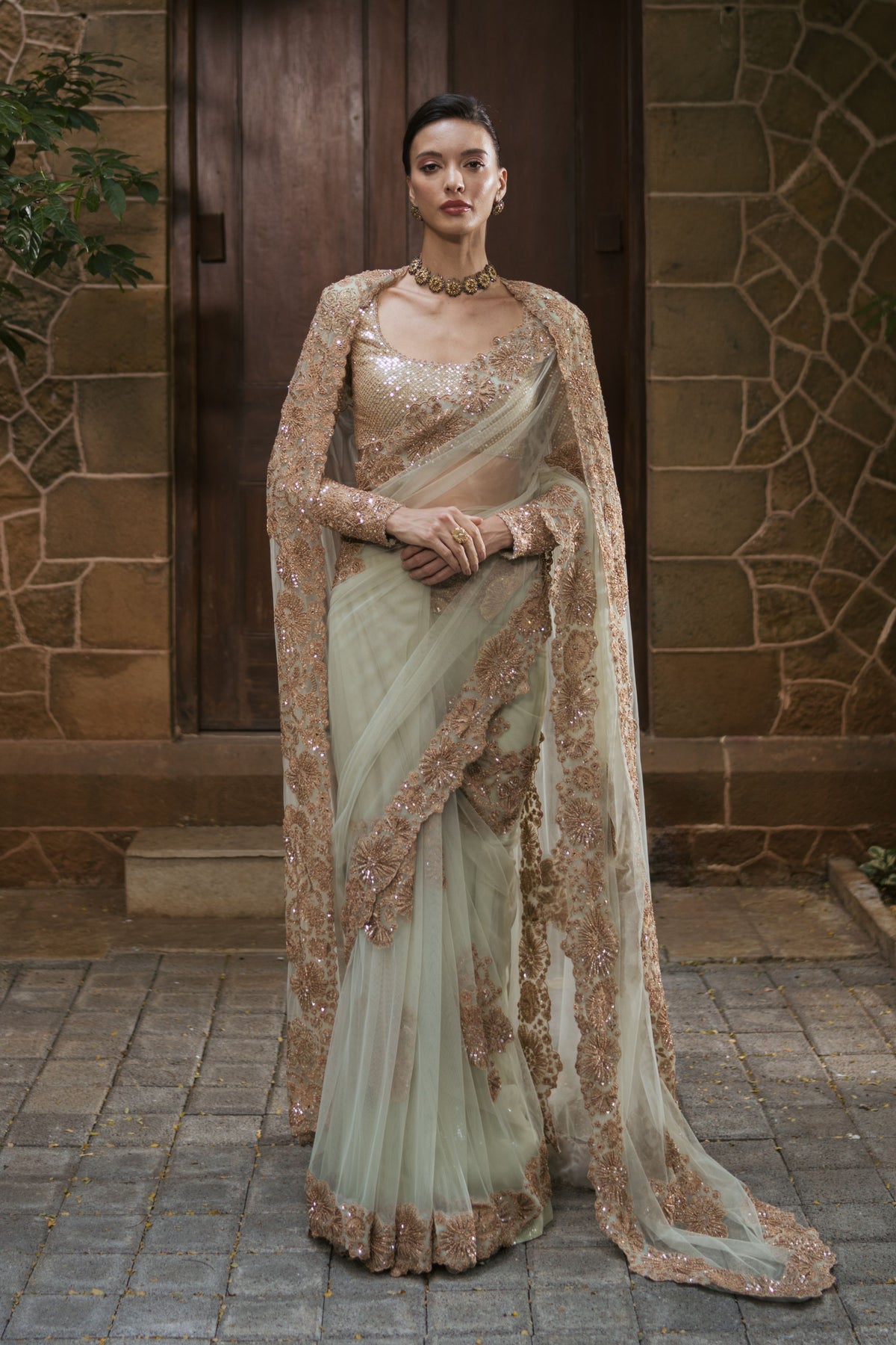 Odette Saree With Cape