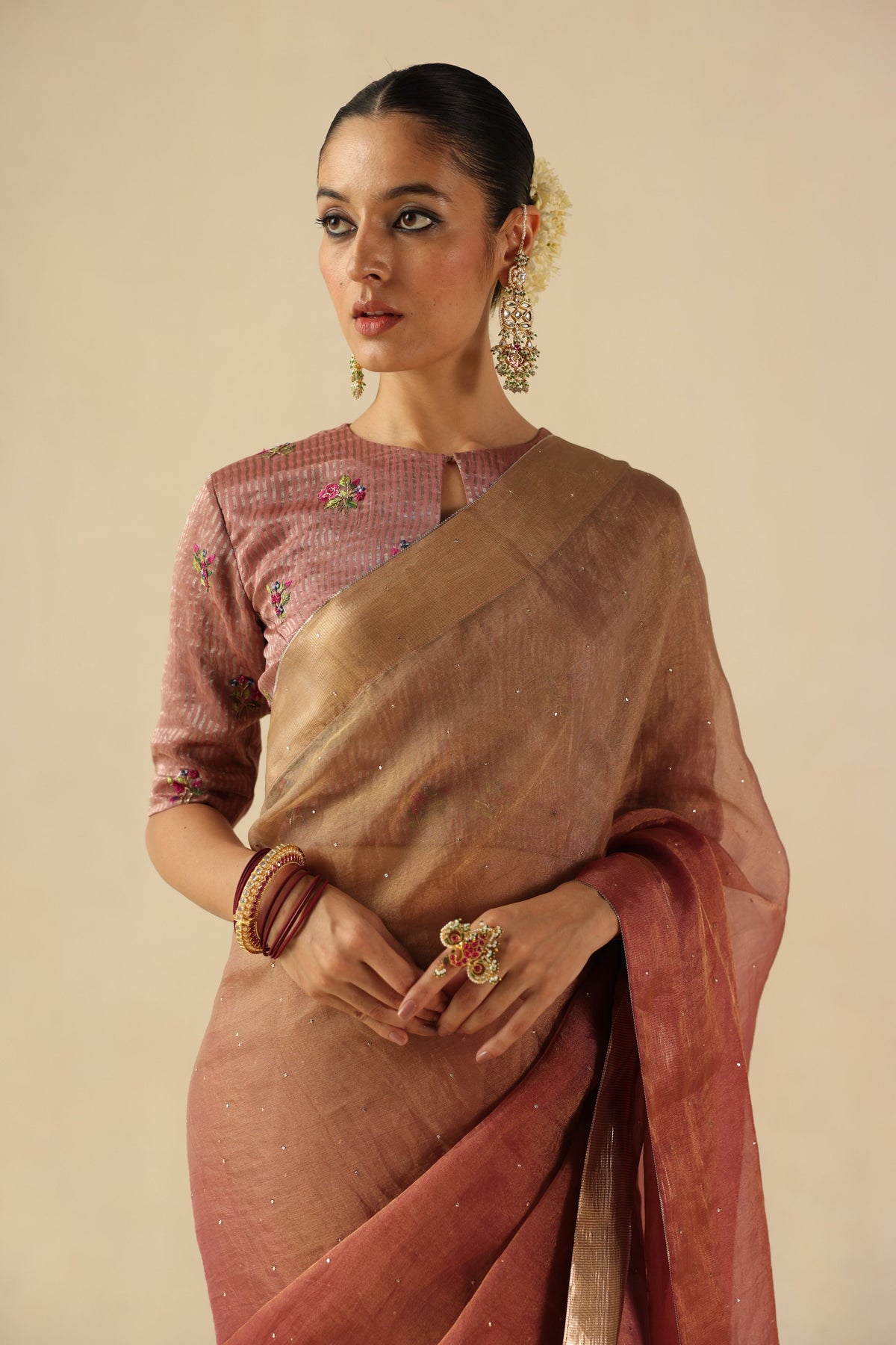 Peach Taj Gul Saree