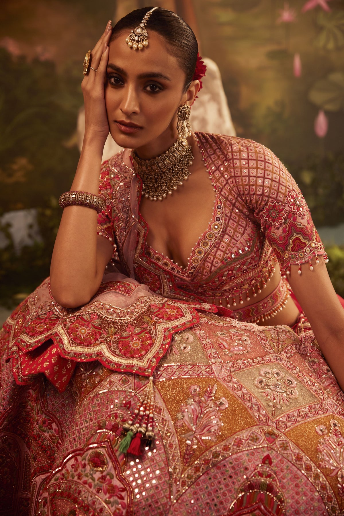 Pink Silk Mirror Sequence Lehenga