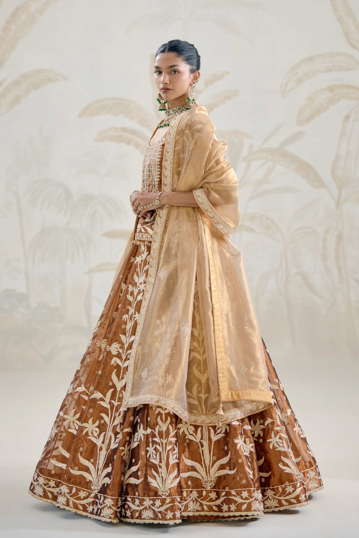 Brown Kurta-lehenga Set