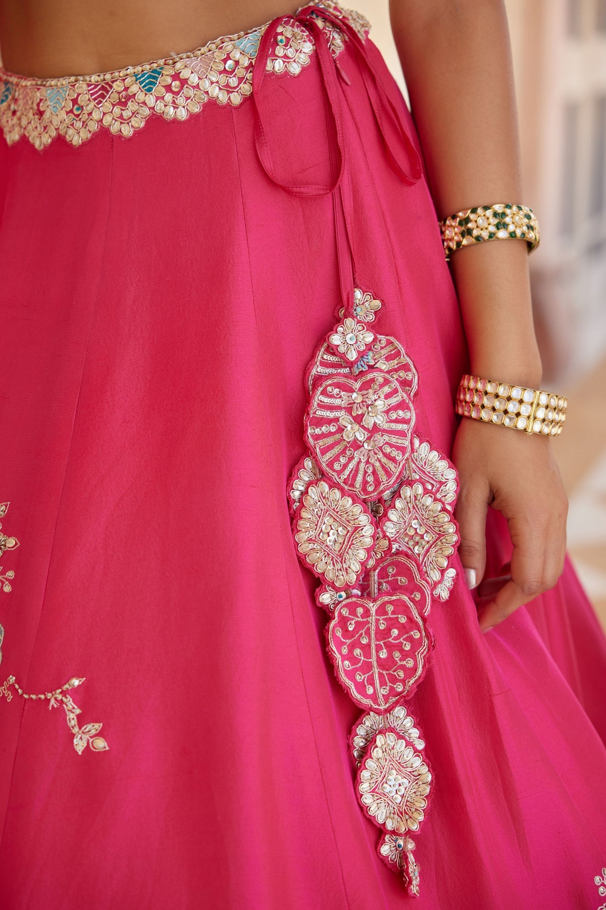 Dark Fuchsia Embroidered Lehenga Set