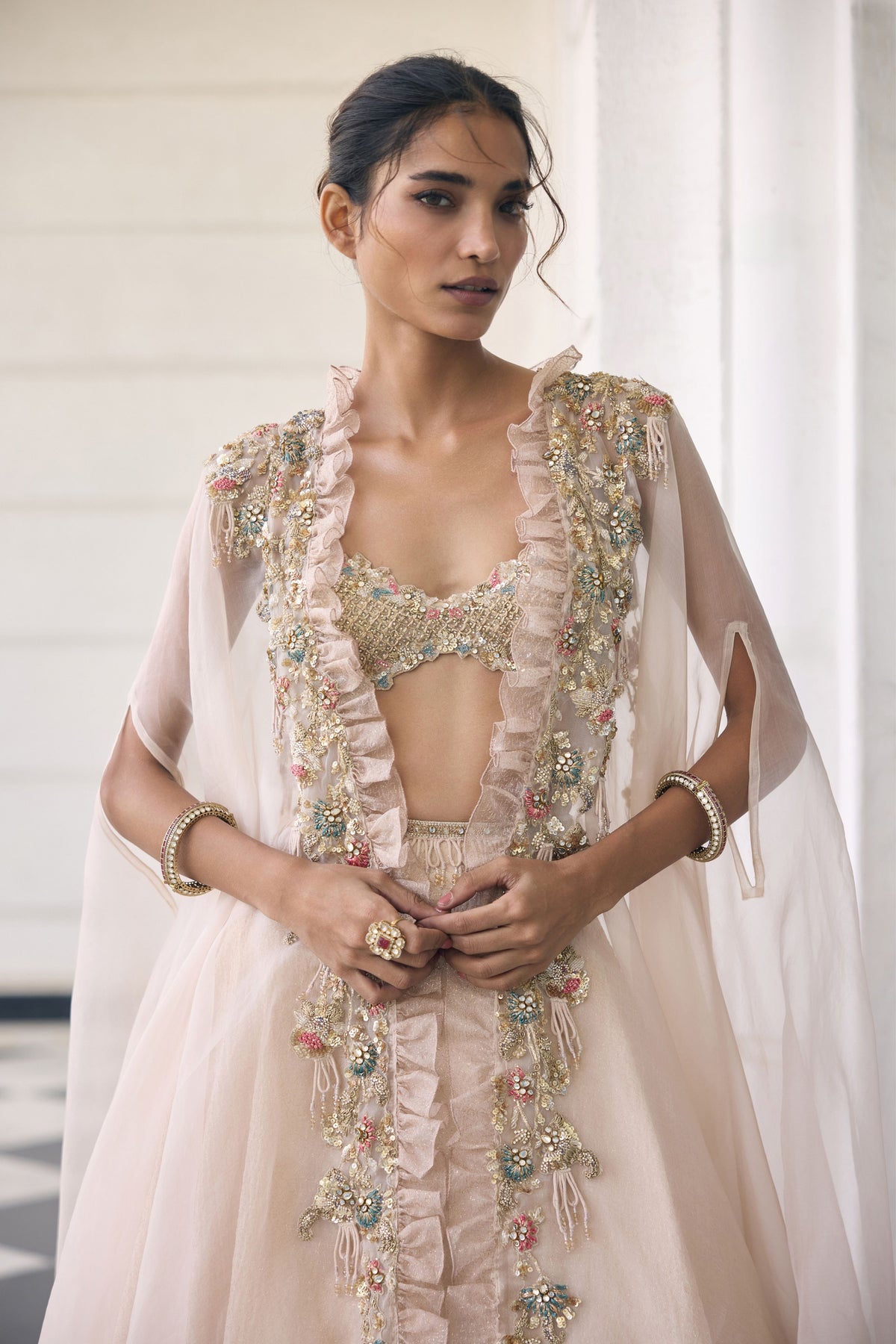 Snowdrop Cape Lehenga Set